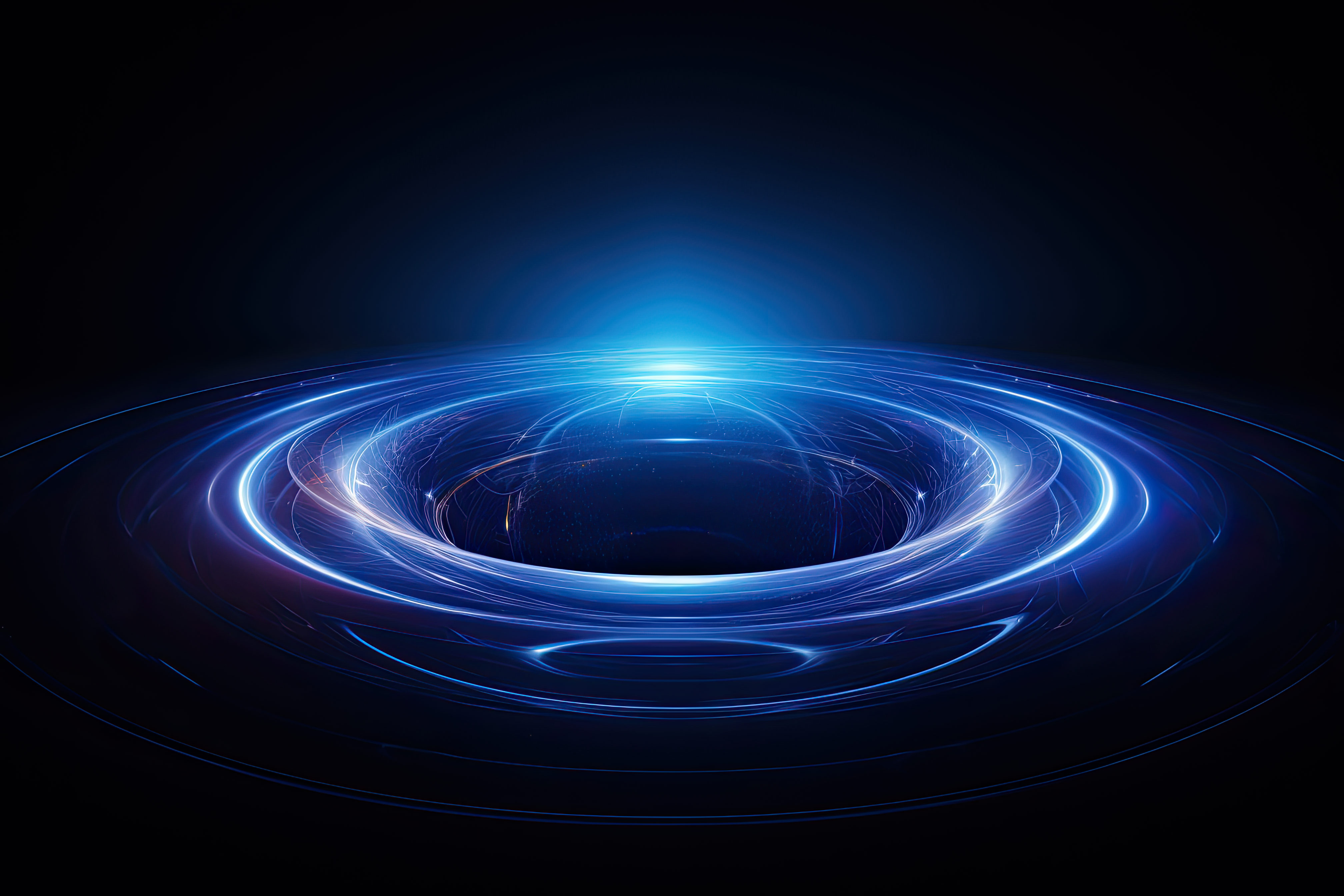 Circular blue aura on dark isolated background