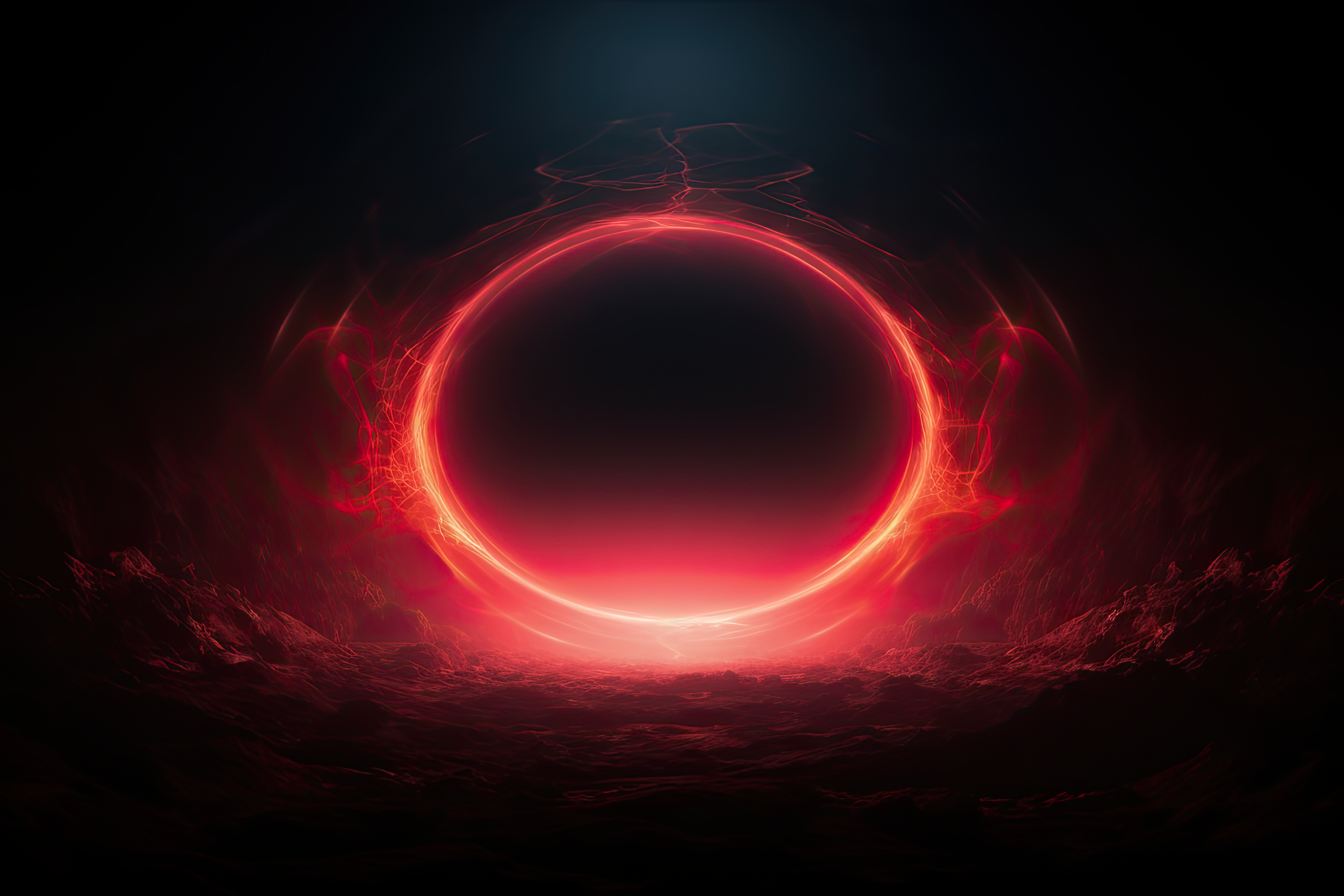 Circular red aura on dark isolated background