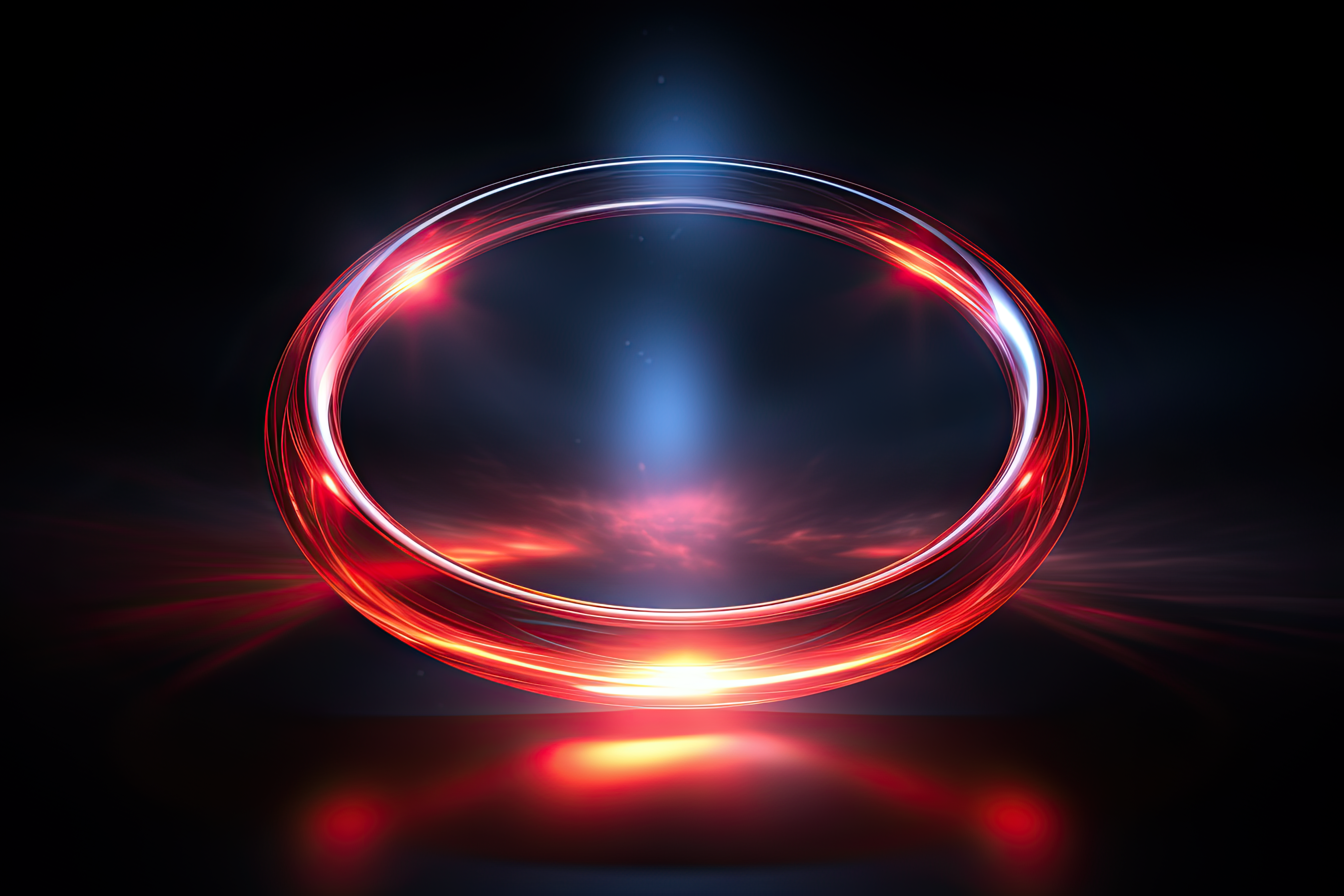 Circular red aura on dark isolated background