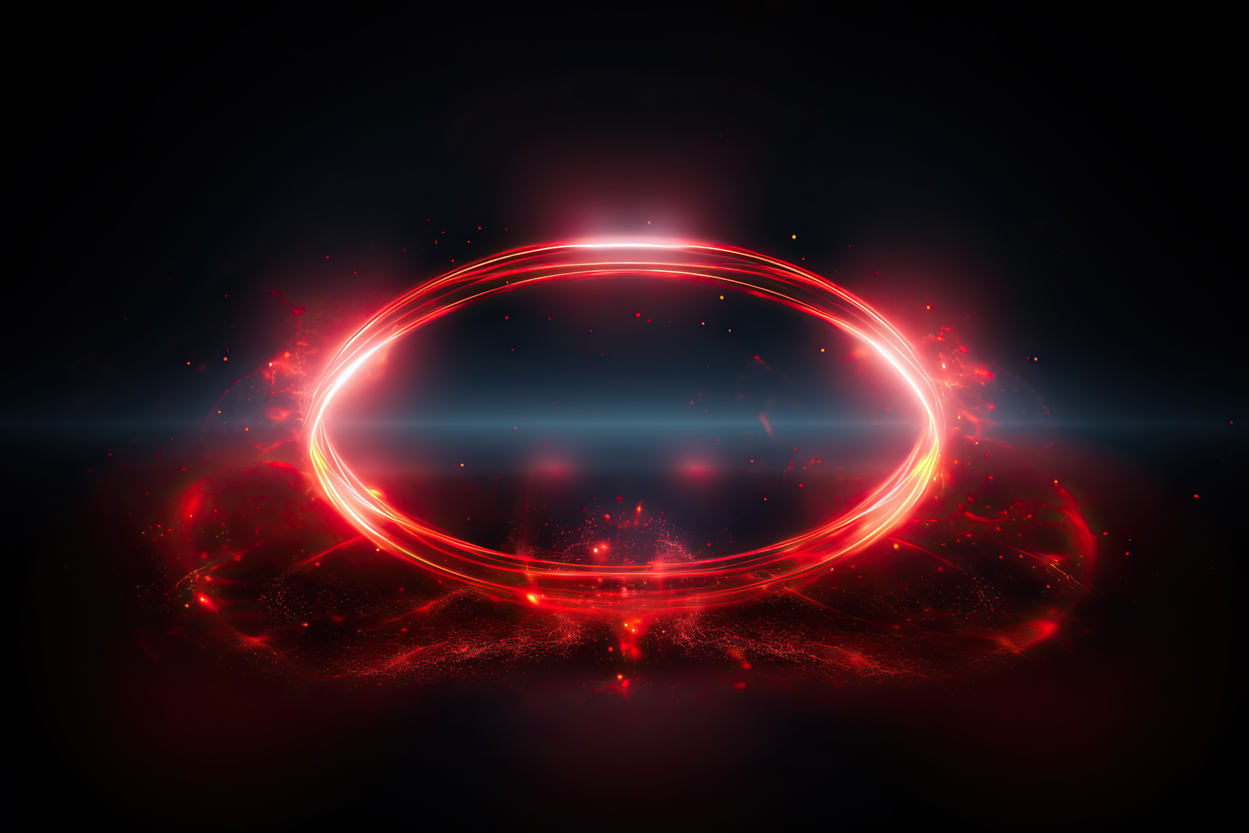 Circular red aura on dark isolated background