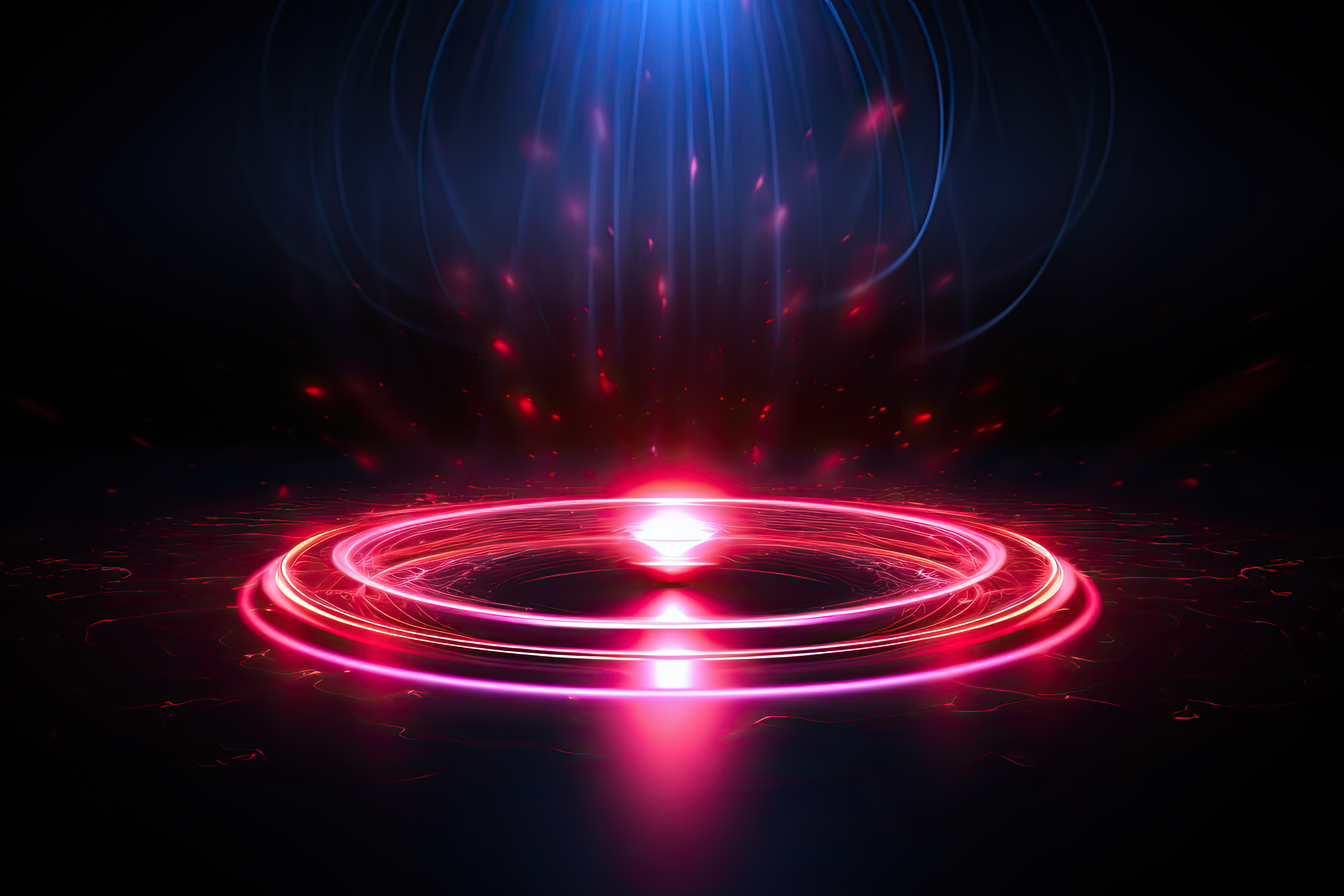 Circular red aura on dark isolated background