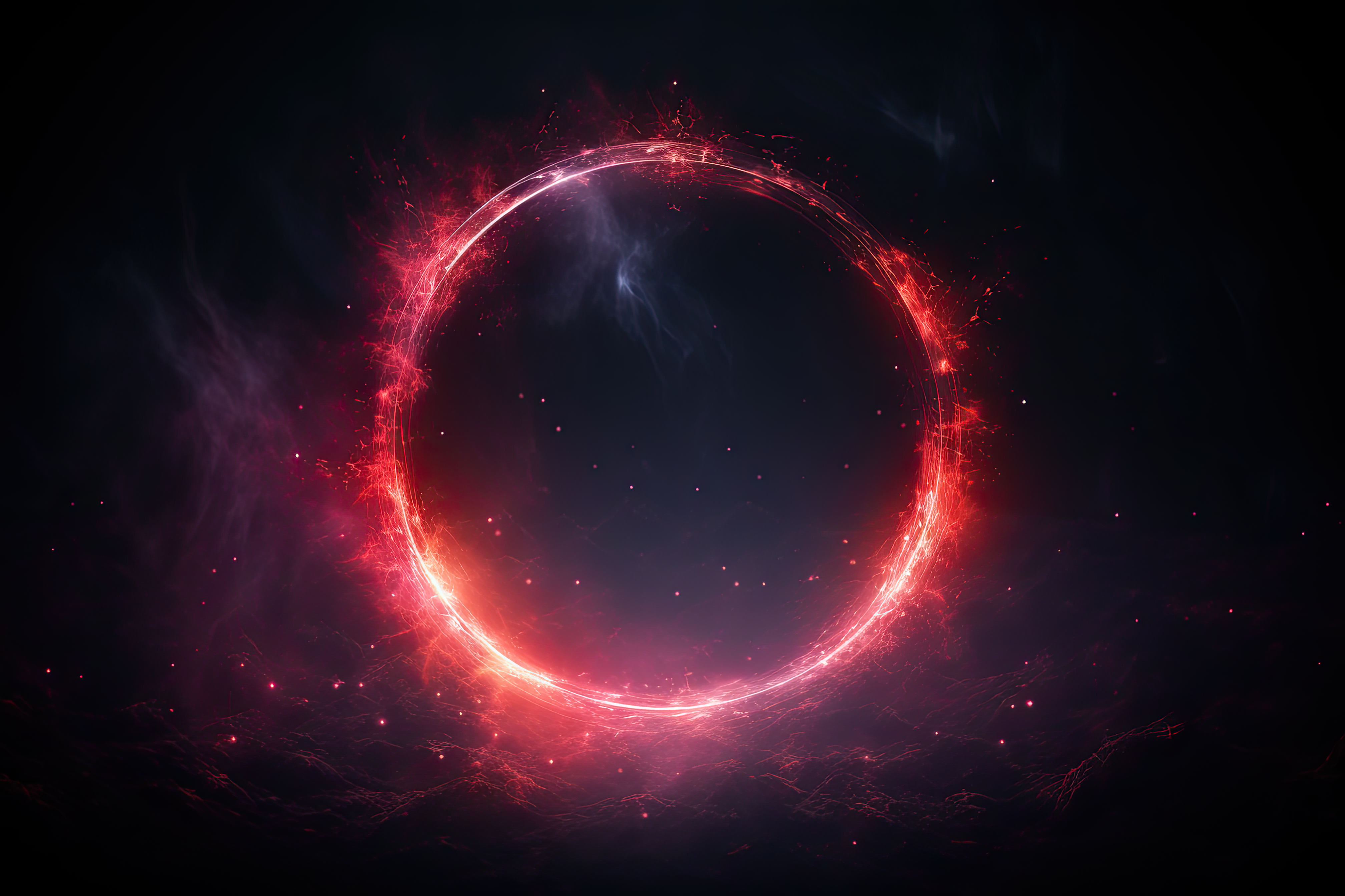 Circular red aura on dark isolated background