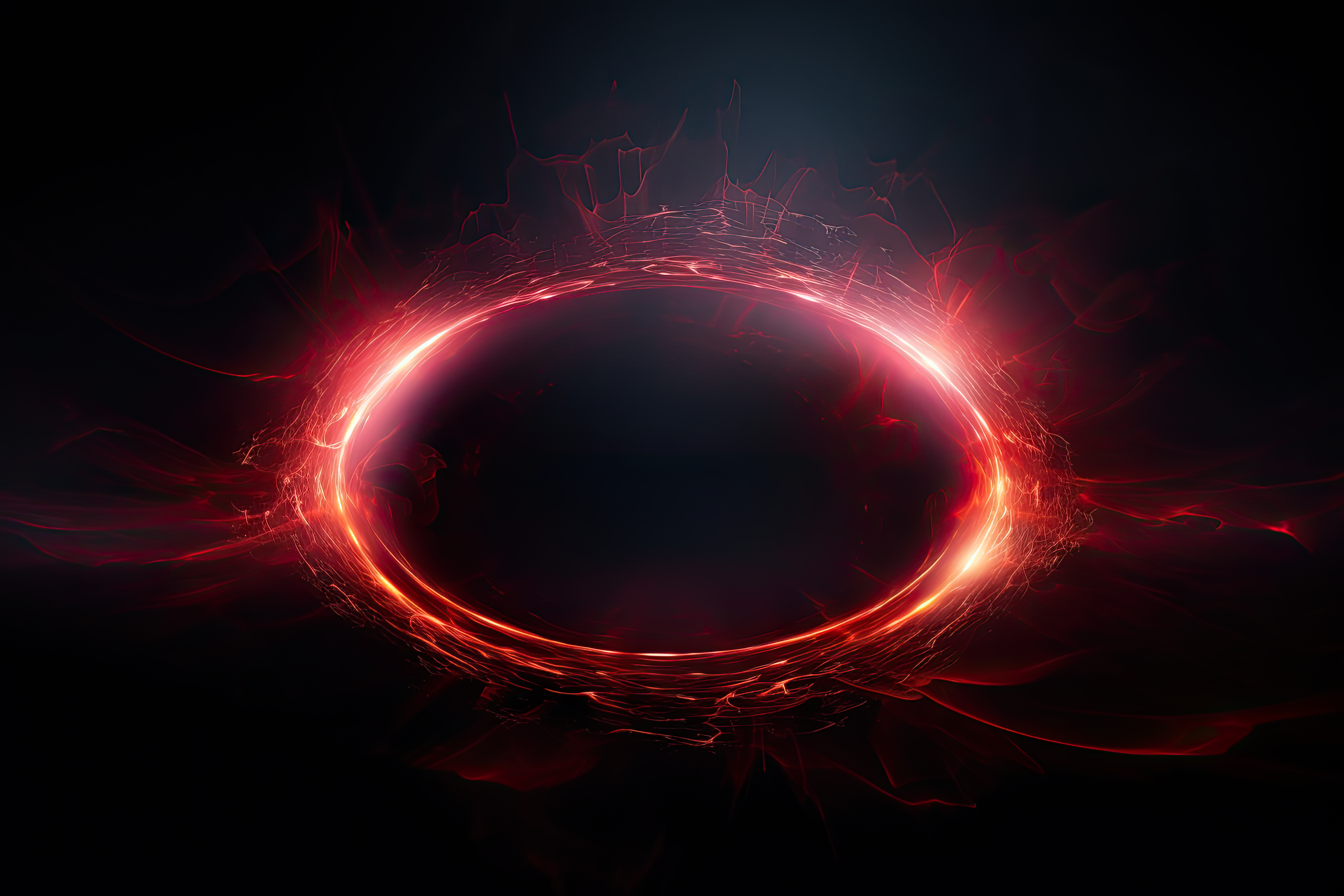 Circular red aura on dark isolated background