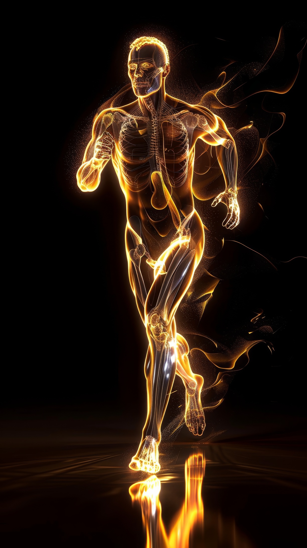 Illustration of the inner energy of a running man