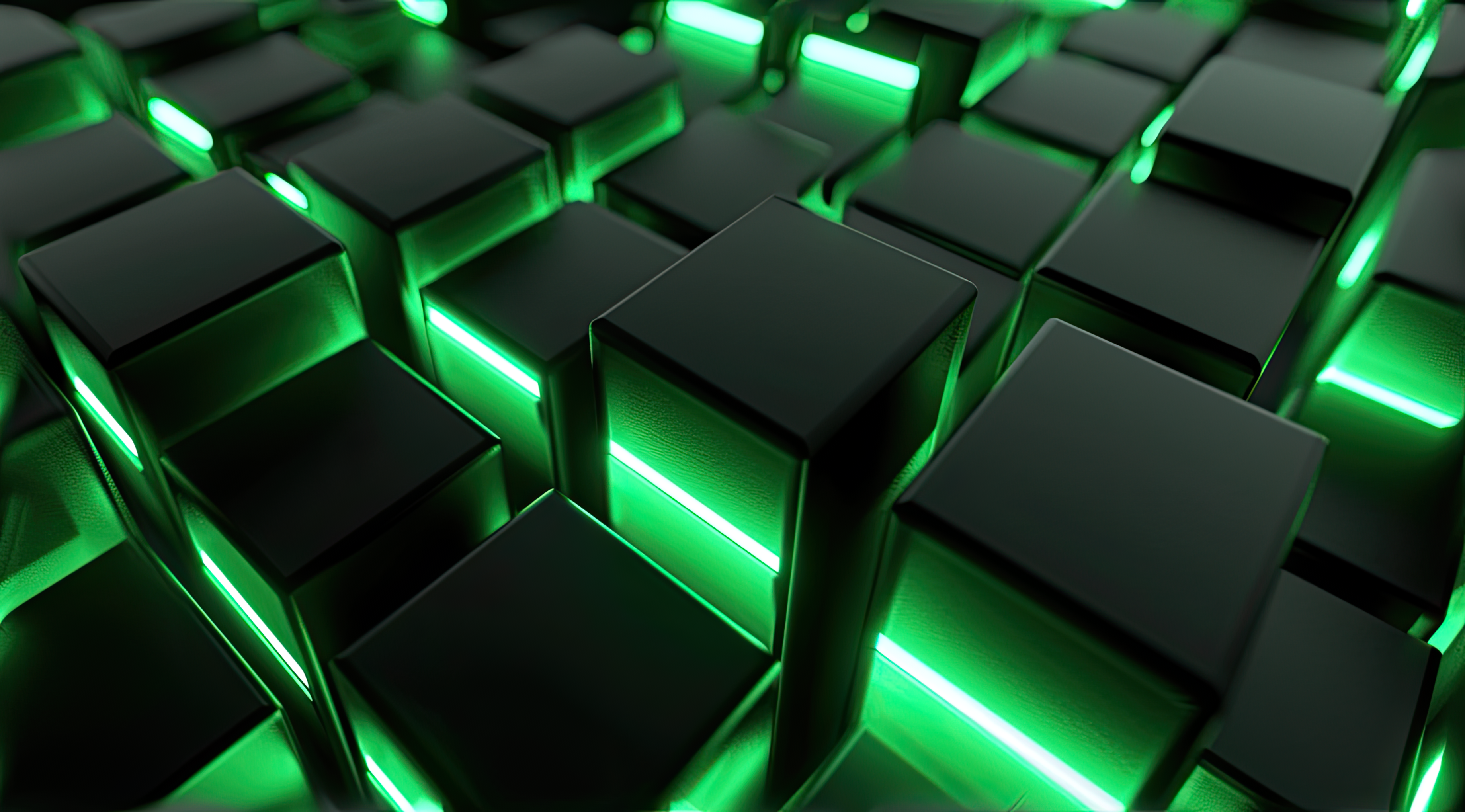 Modern 3d wallpaper with green LED