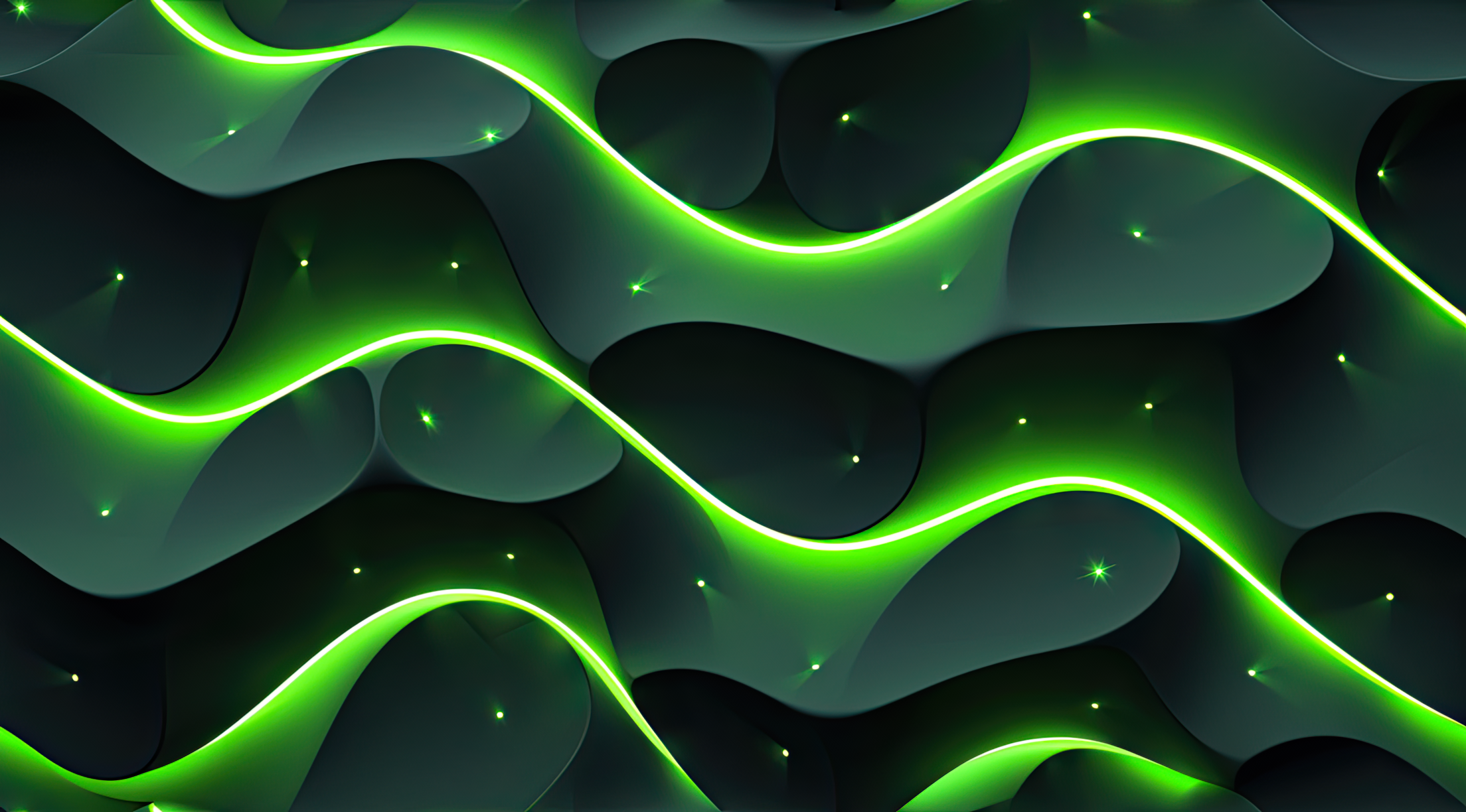 Modern 3d wallpaper with green LED