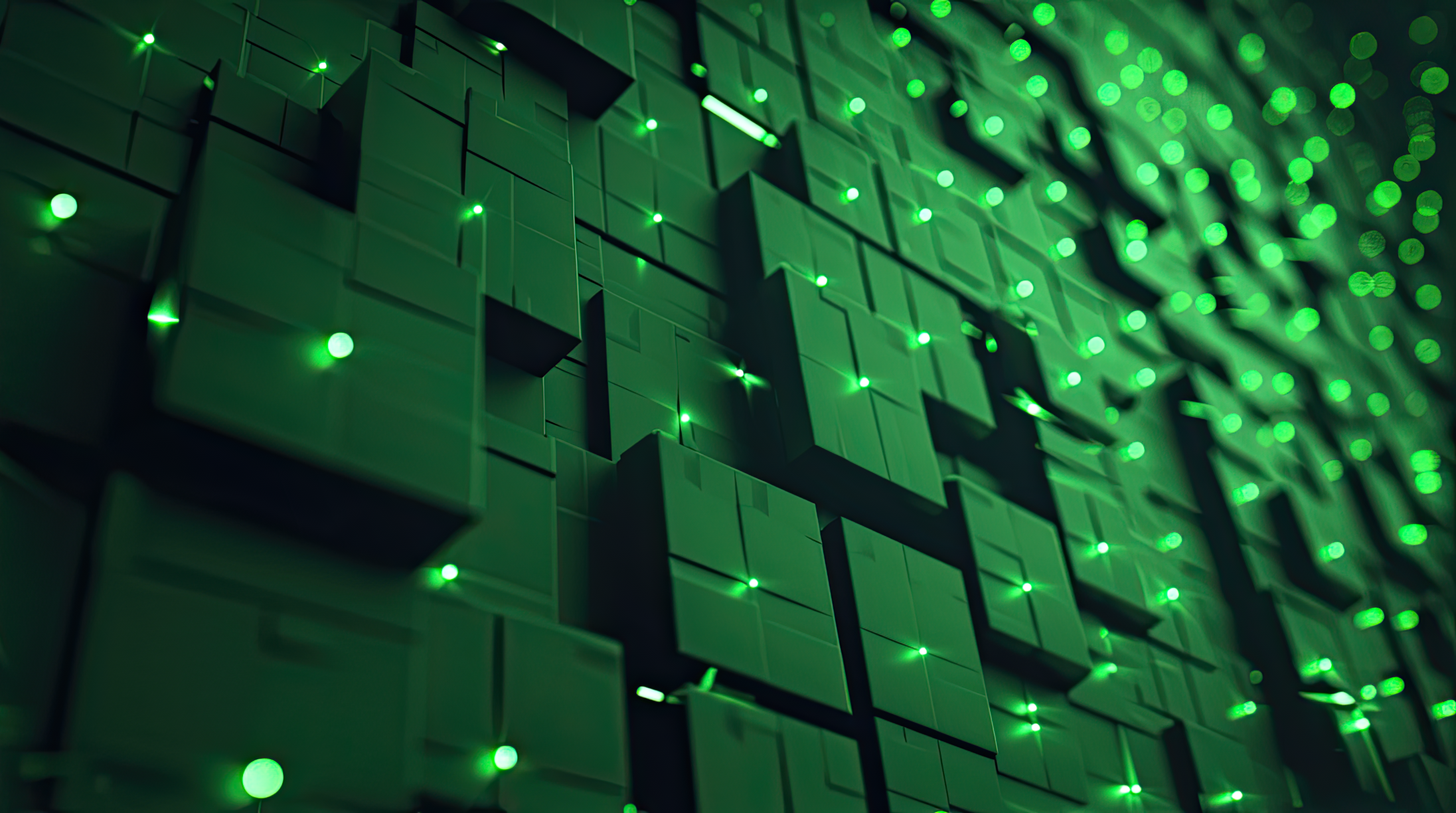 Modern 3d wallpaper with green LED