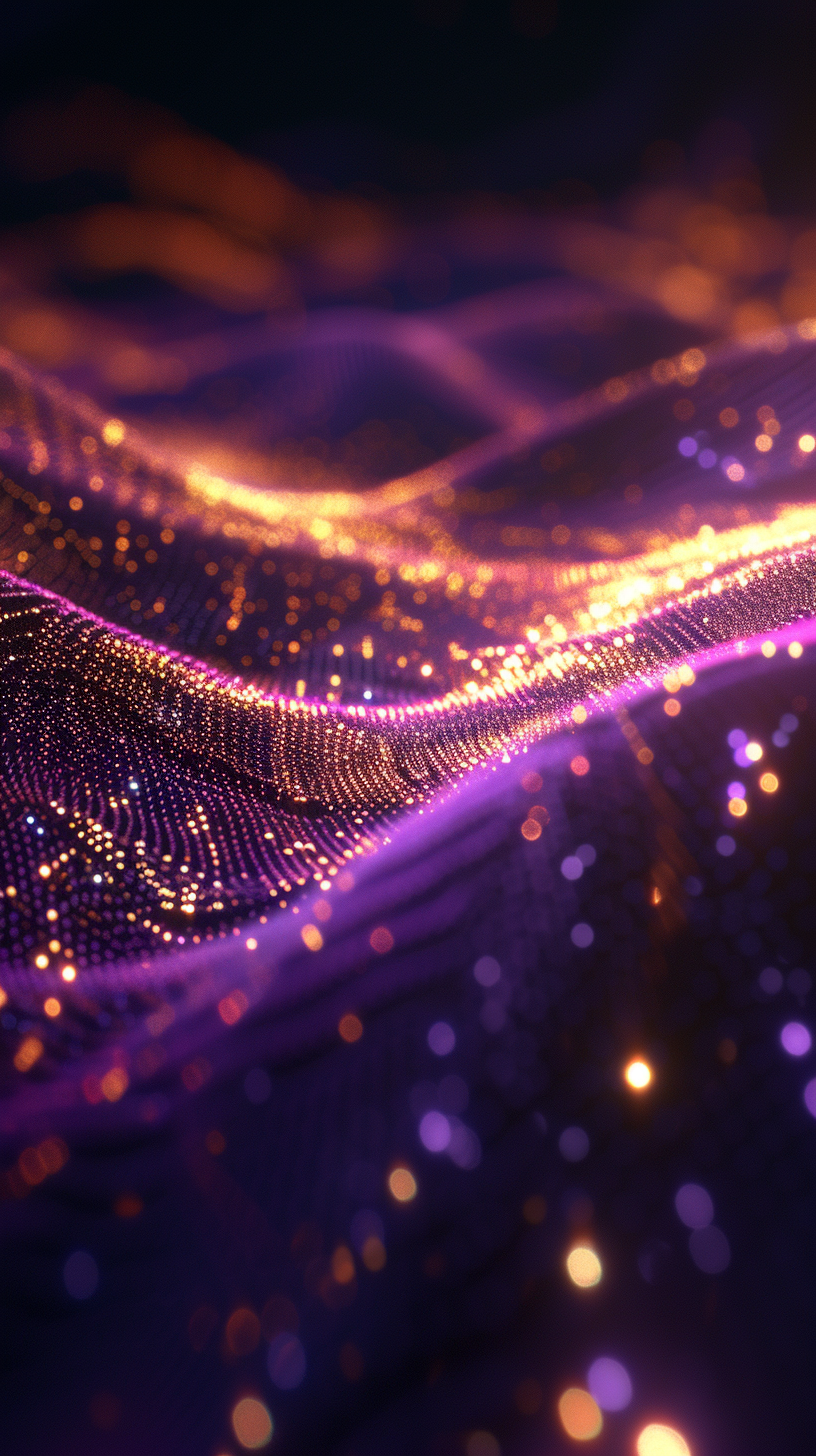 Multicolored particles are in air with depth of field and bokeh, Abstract background with particles in dark background