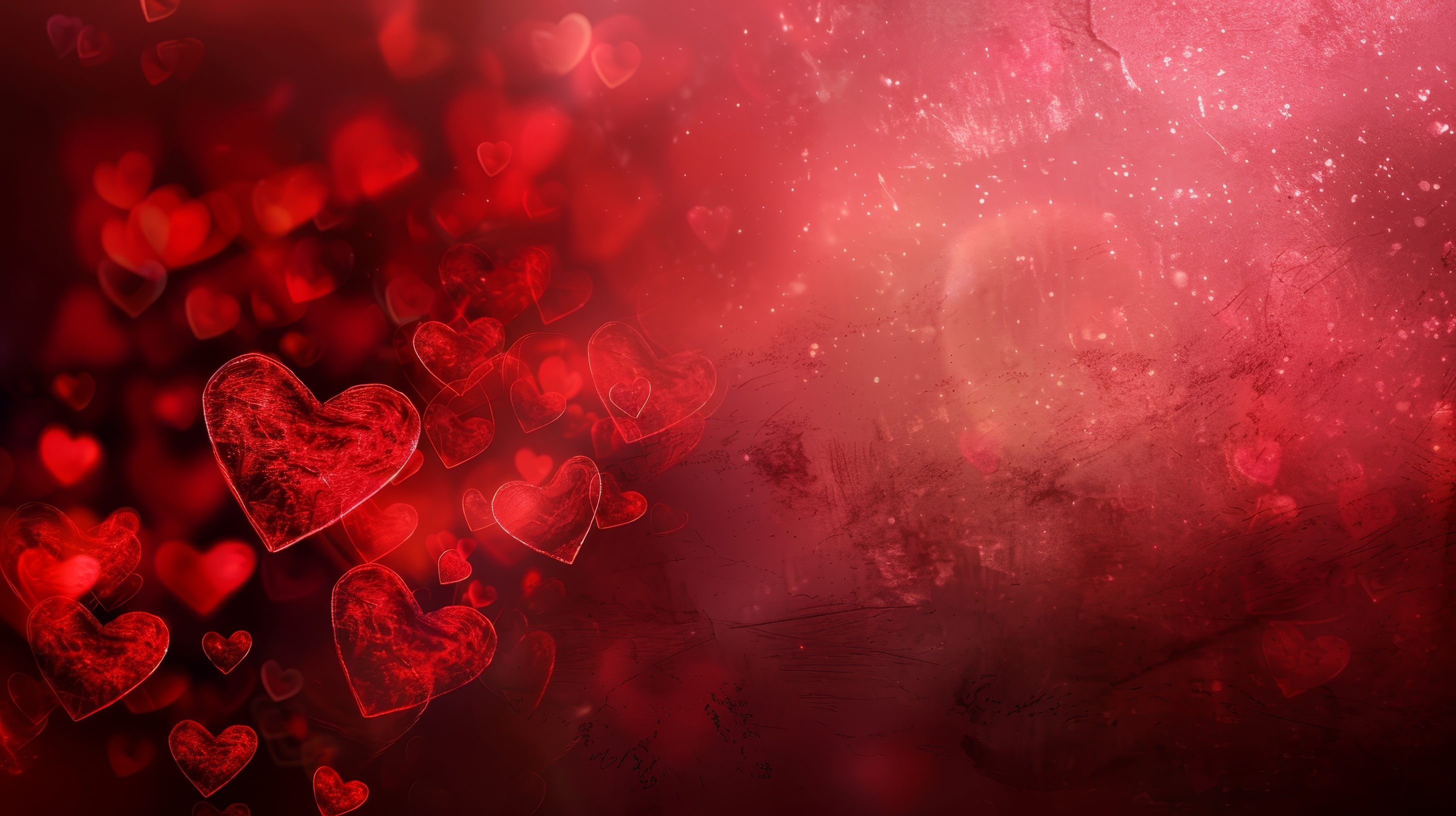 Red valentines day background with hearts bokeh, love concept wallpaperr