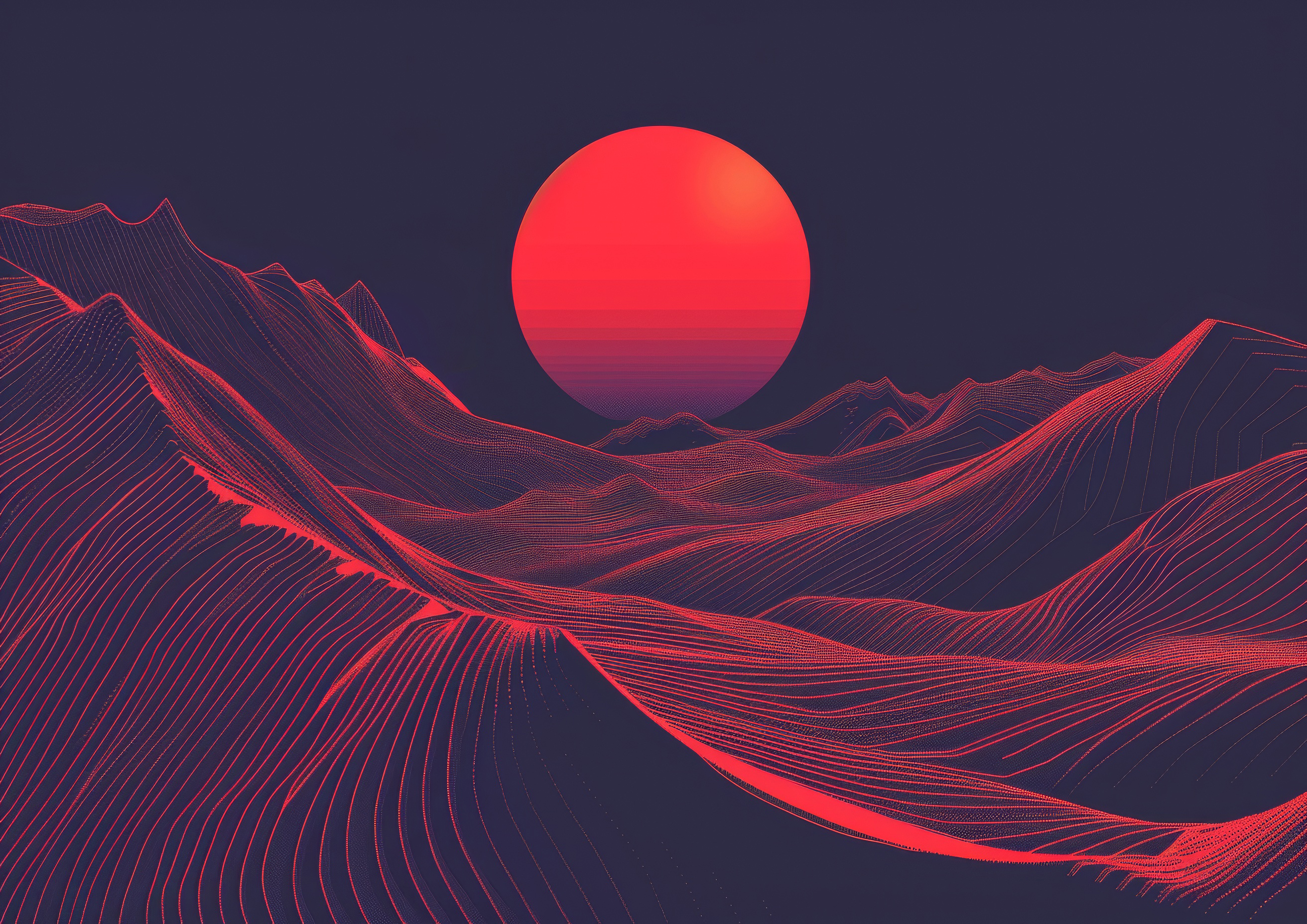 Retro themed abstract landscape