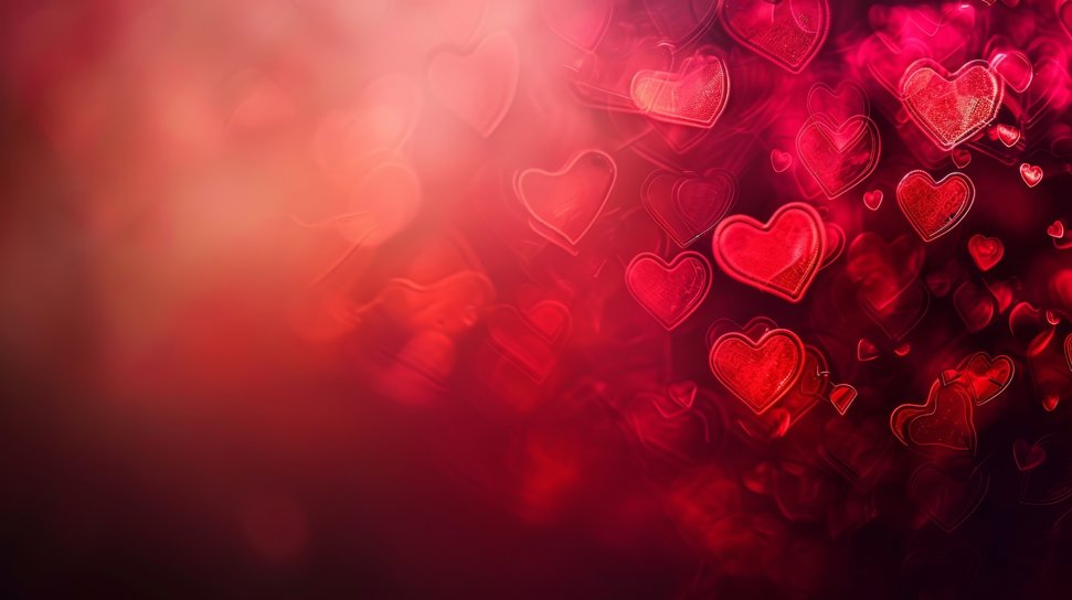 Red valentines day background with hearts bokeh, love concept wallpaperr