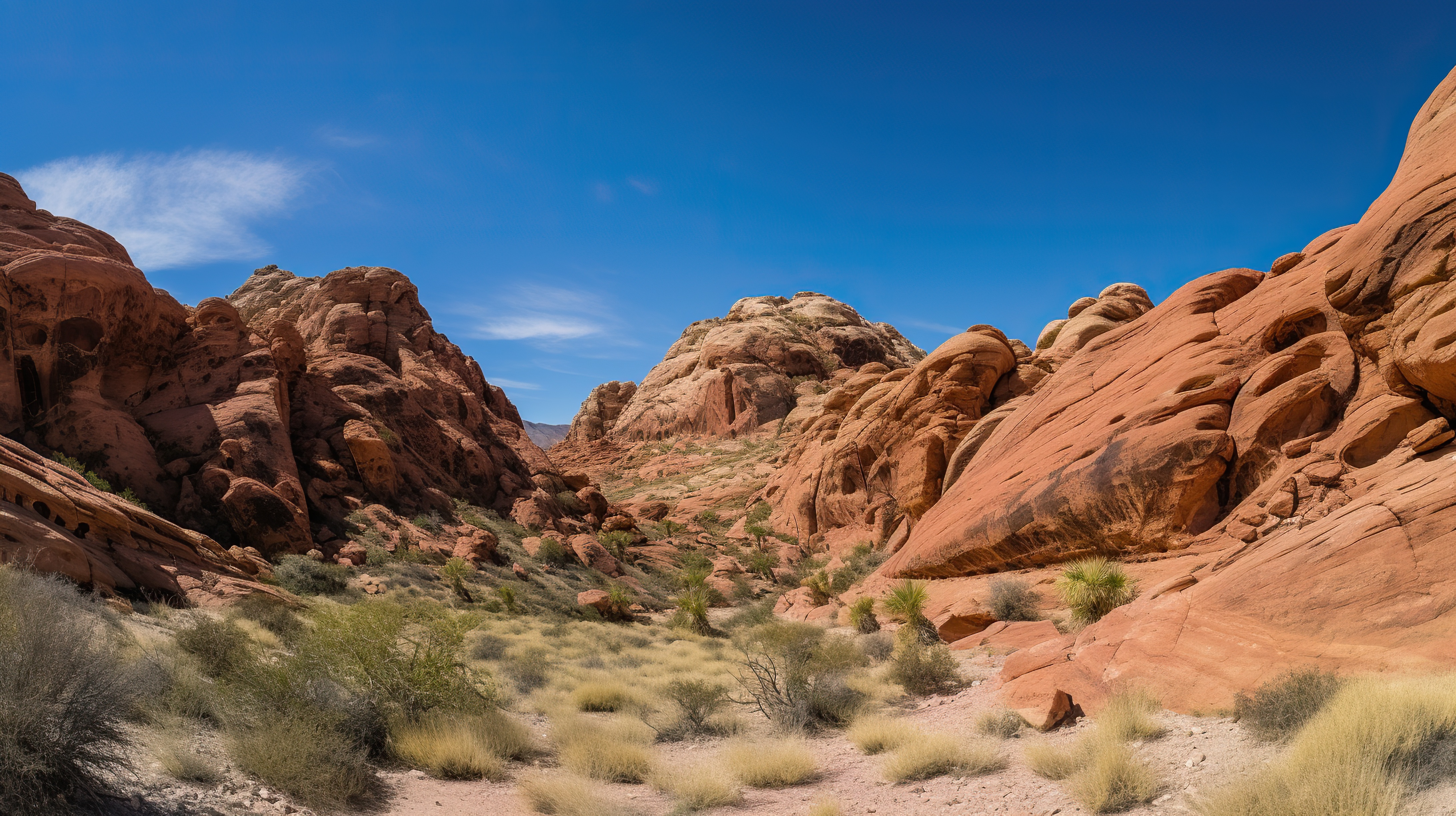 Beautiful red sandstones cliffs, desert view with the blue sky