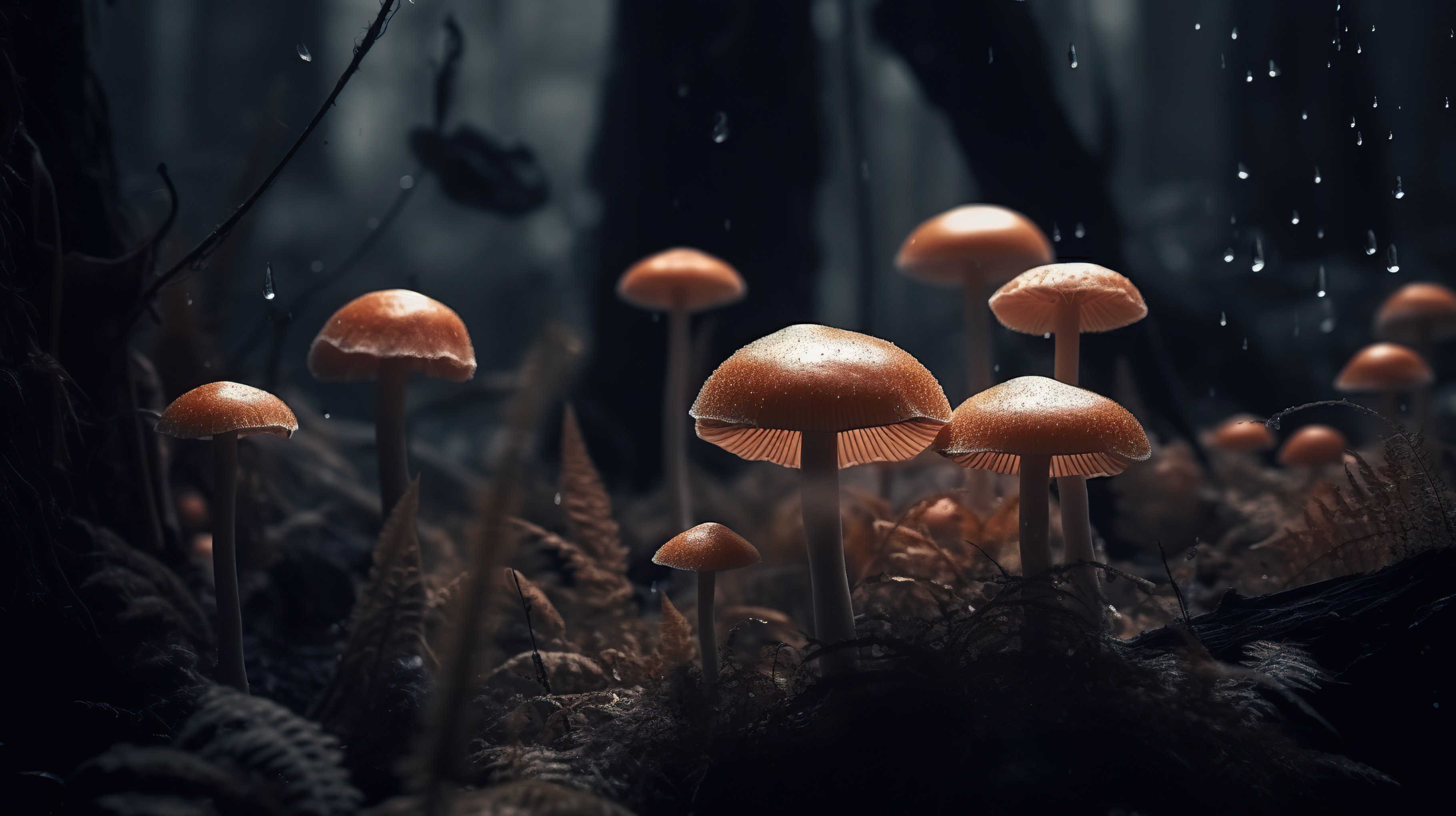 Close-up shot of Mushrooms in the Forest