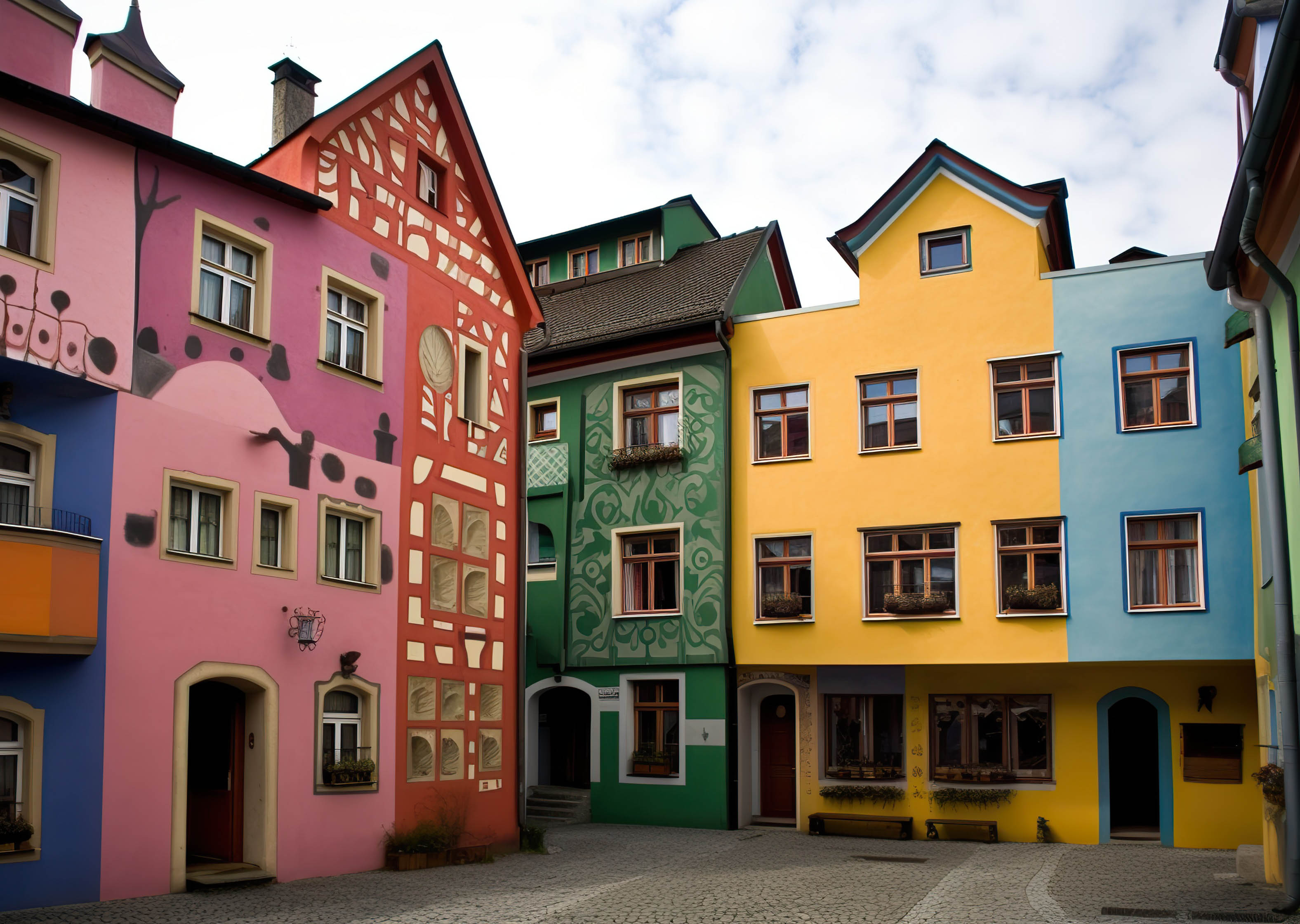 Colorful Buildings, AI Generative