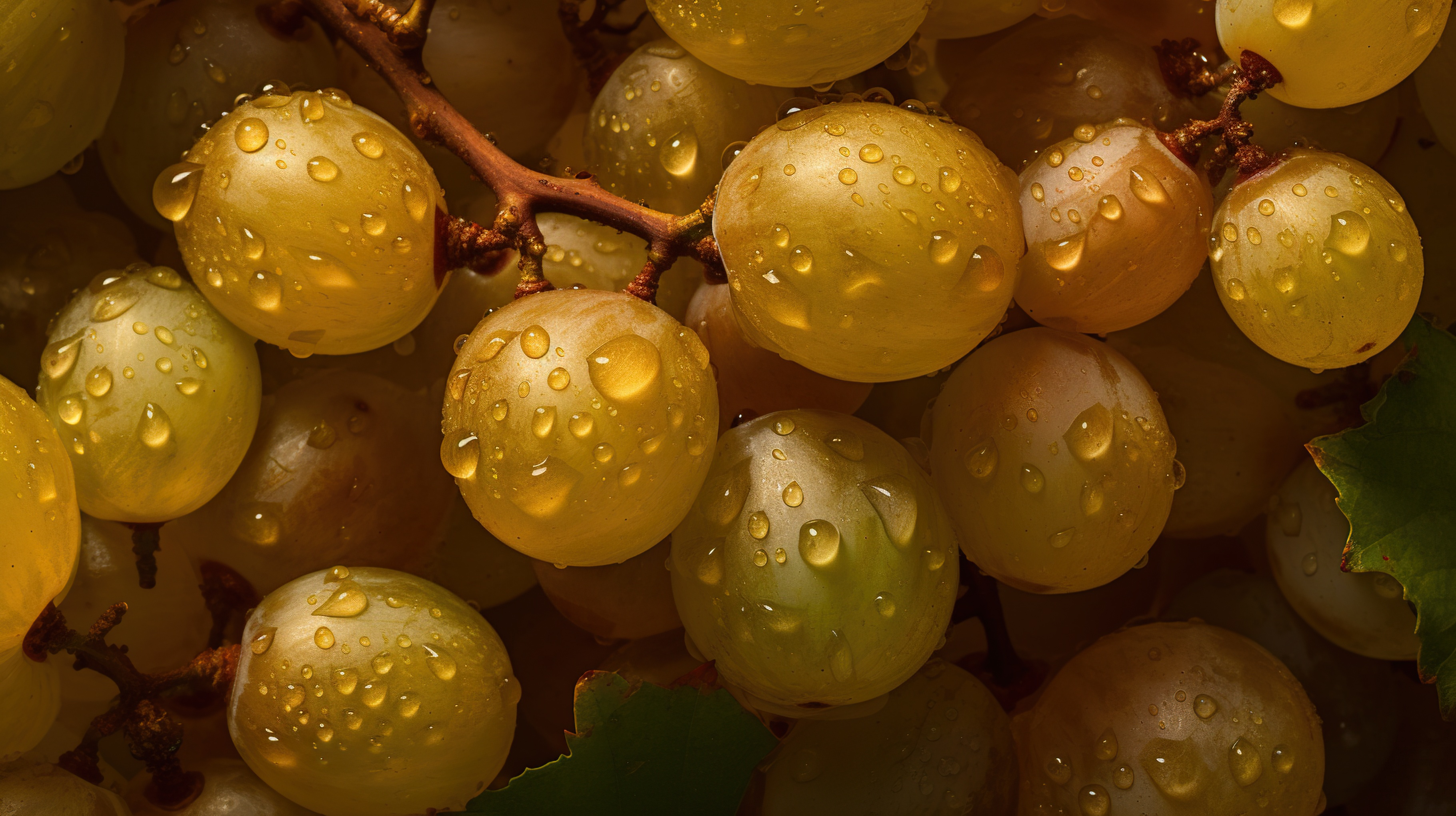 Fresh Grapes with Water Droplets on Dark Background, AI Generative