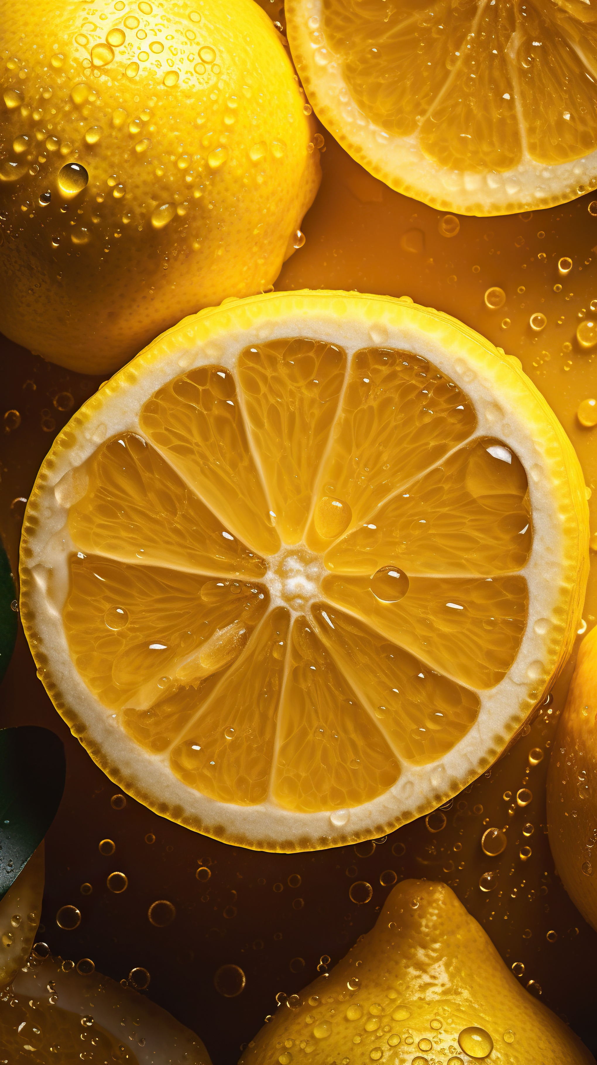 Fresh Lemons with Water Droplets on Dark Background, AI Generative