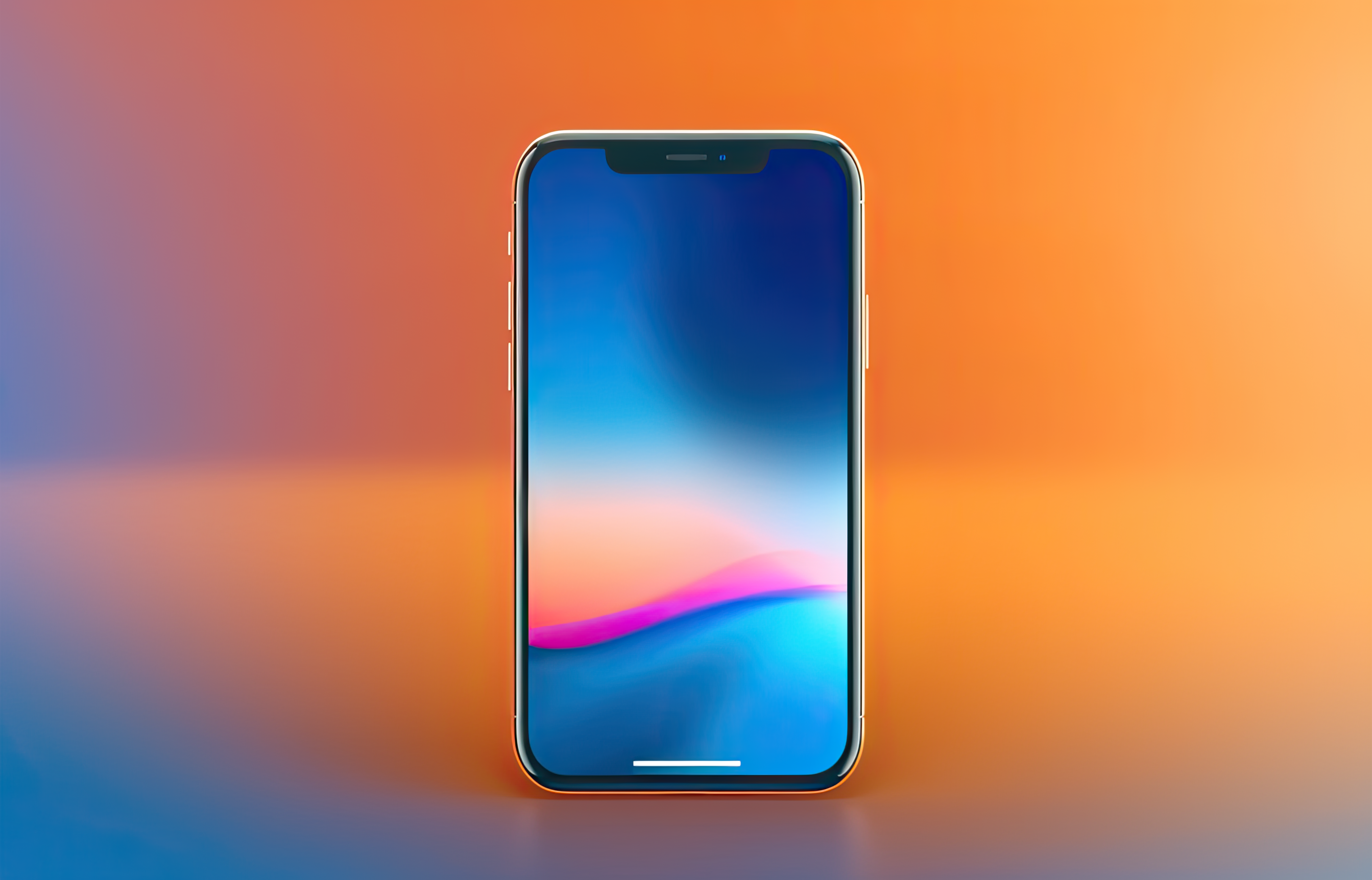 Mobile with orange blue gradient background