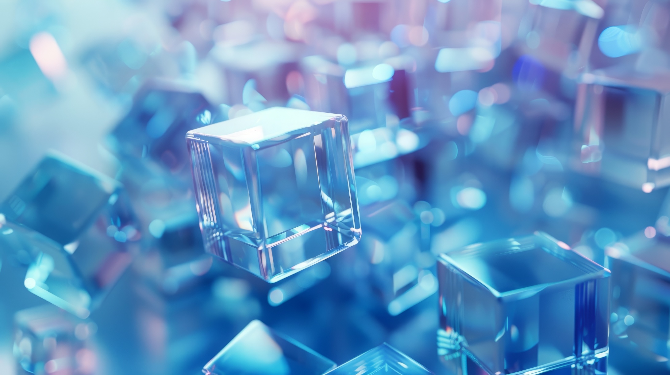Abstract background of glass cubes and blue background