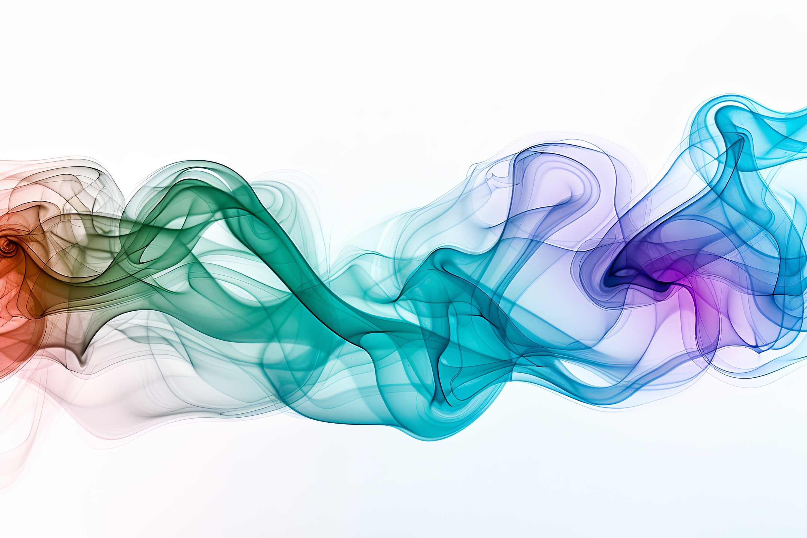 Abstract colorful smoke on white background