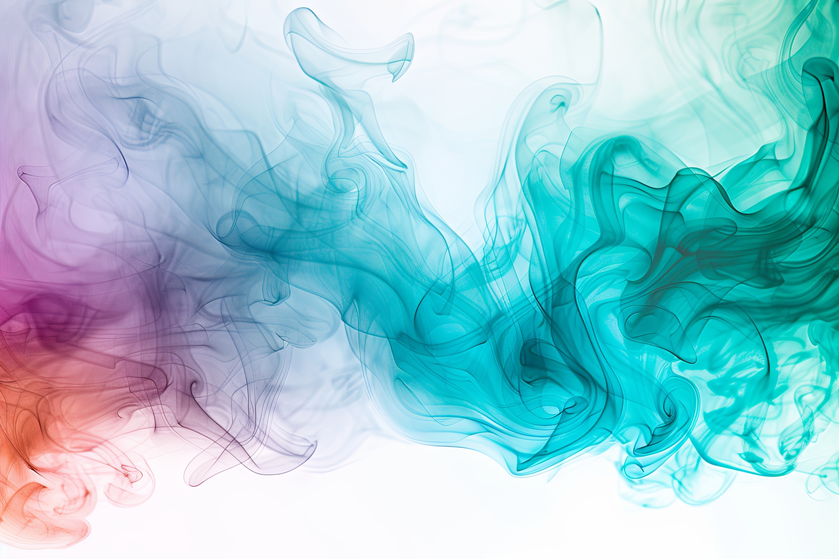 Abstract colorful smoke on white background