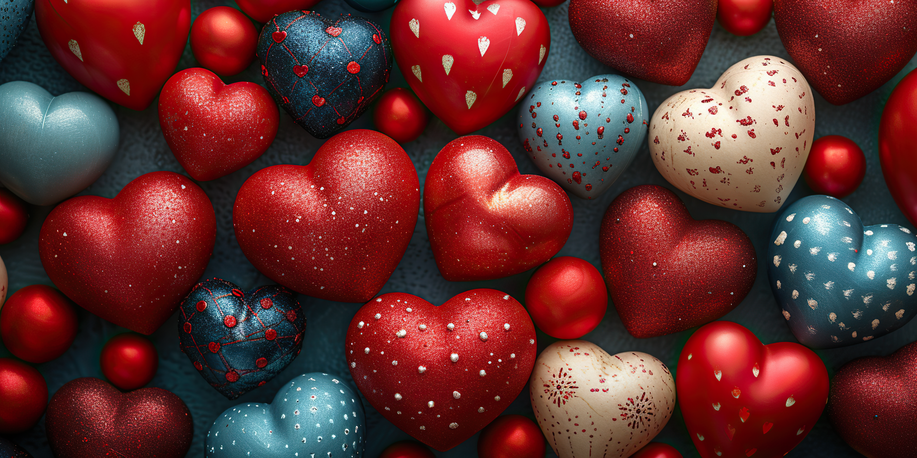 Banner Hearts on Red Background. Holiday Decoration to Valentine's Day