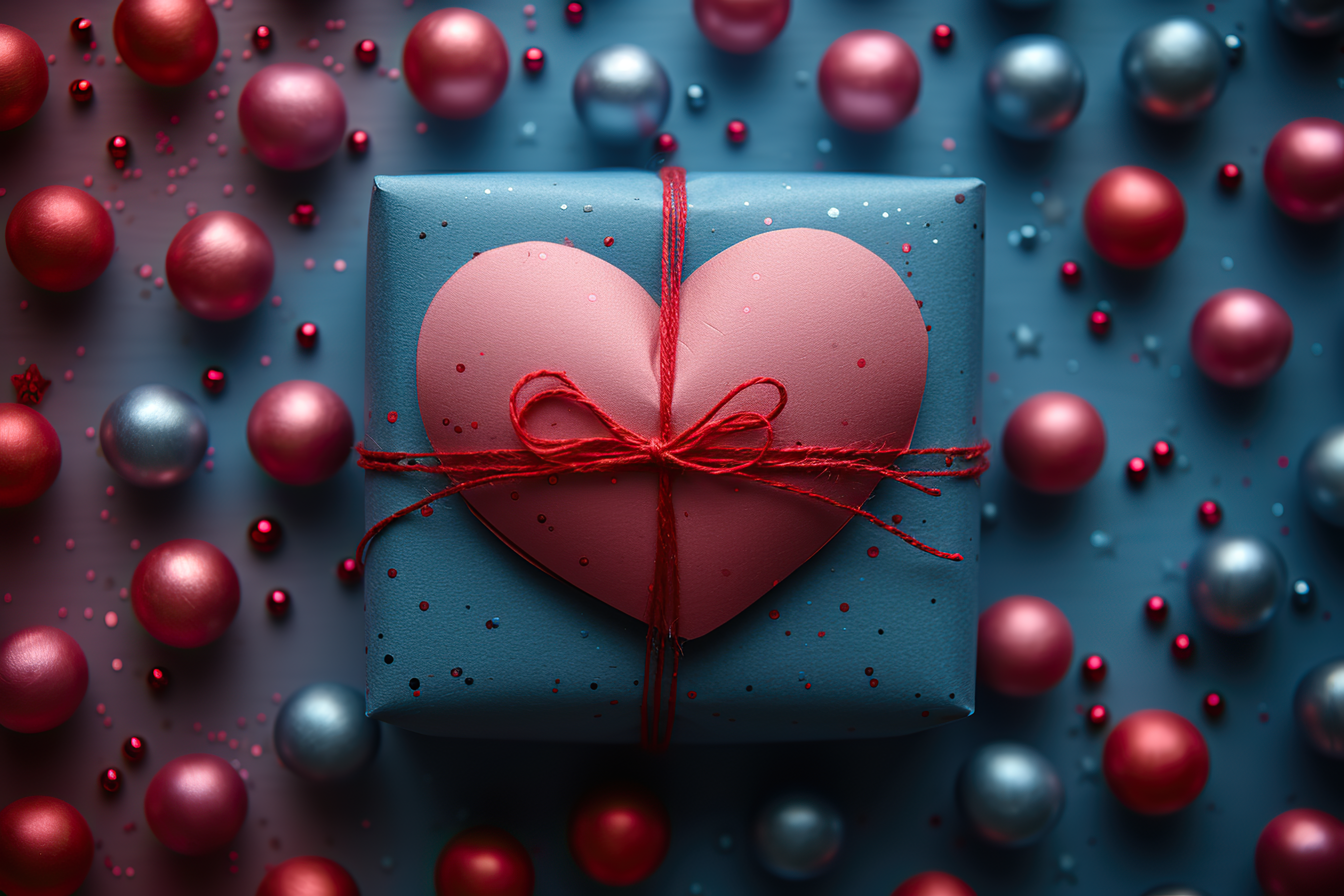 Gift with Hearts on Background. Holiday Decoration to Valentine's Day