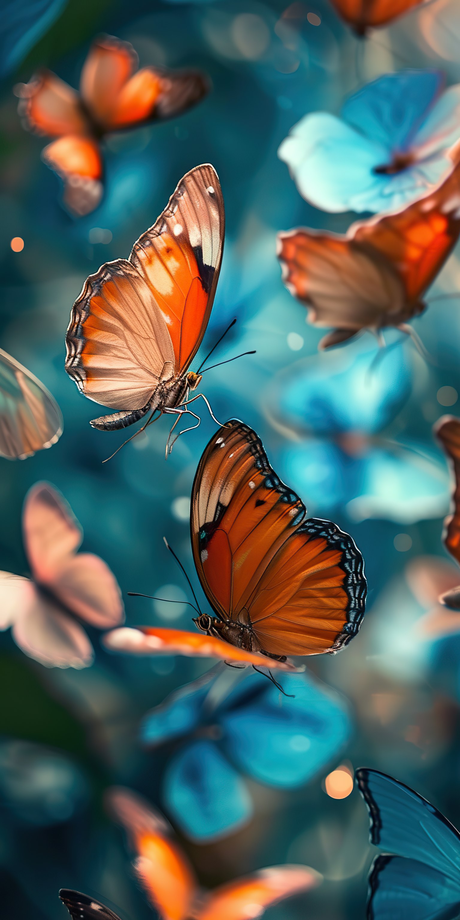 Beautiful butterflies and blooming flowers