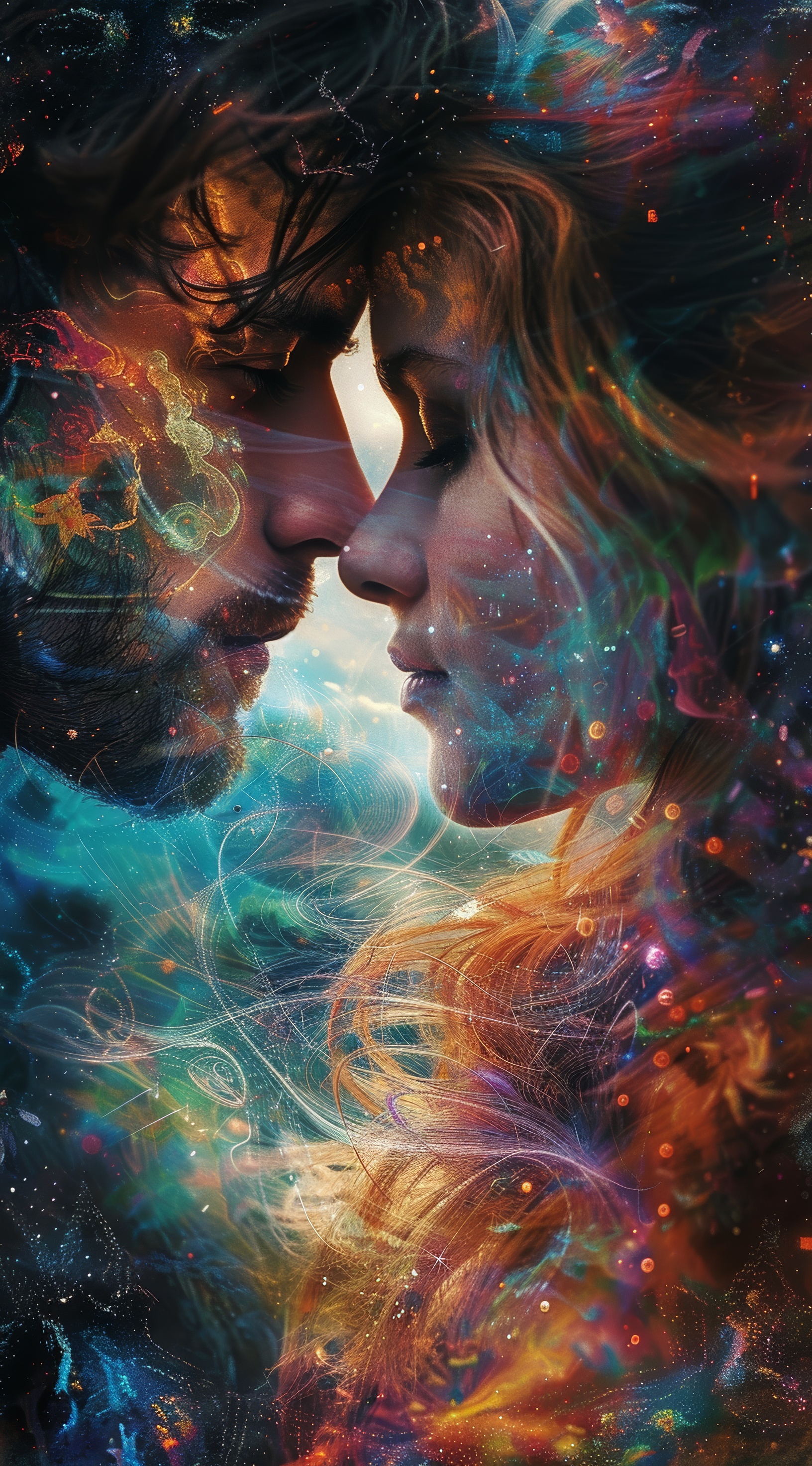 Beautiful cosmic love between man and women