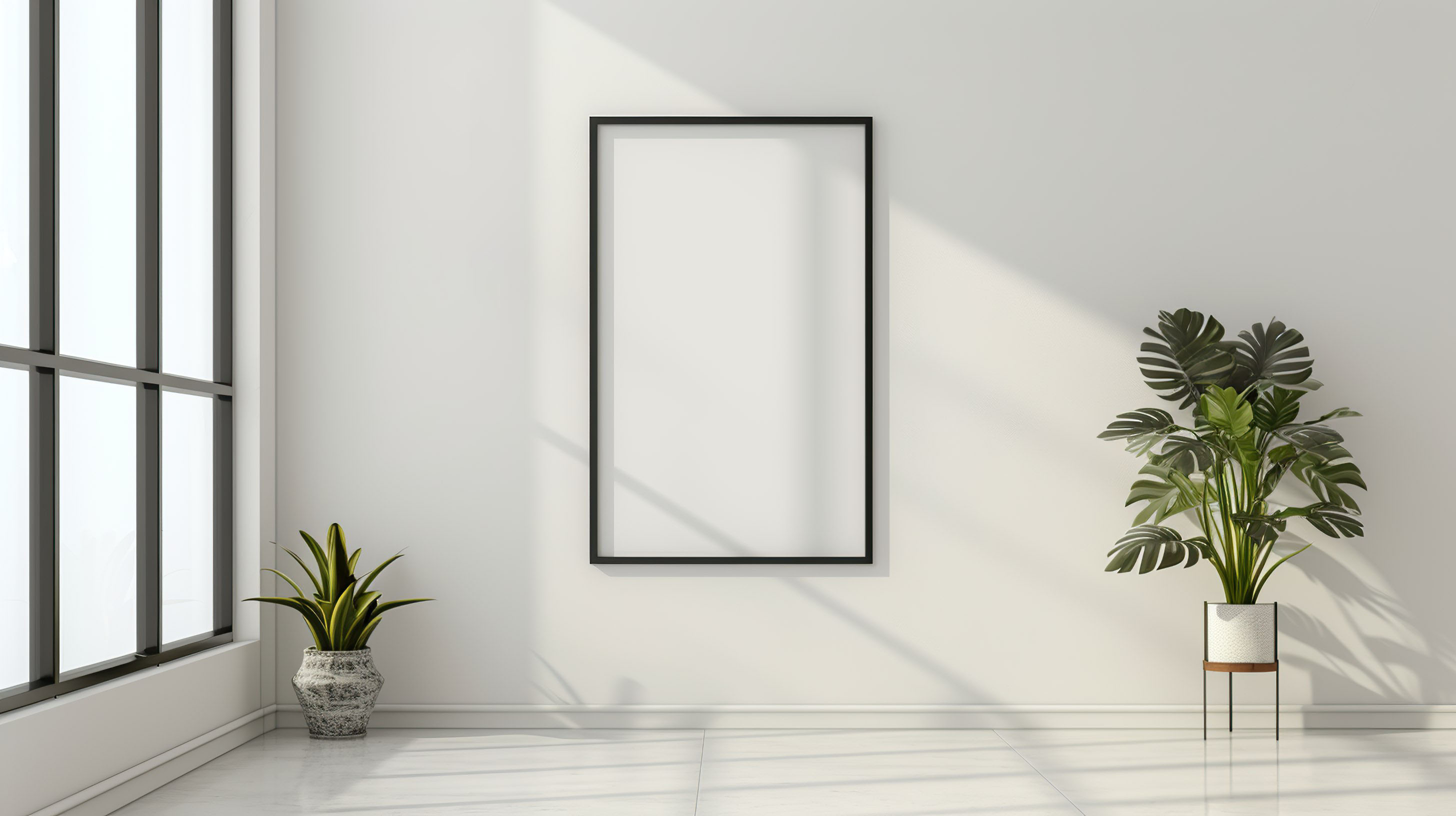 Blank frame for mockup, frame hanging on a wall