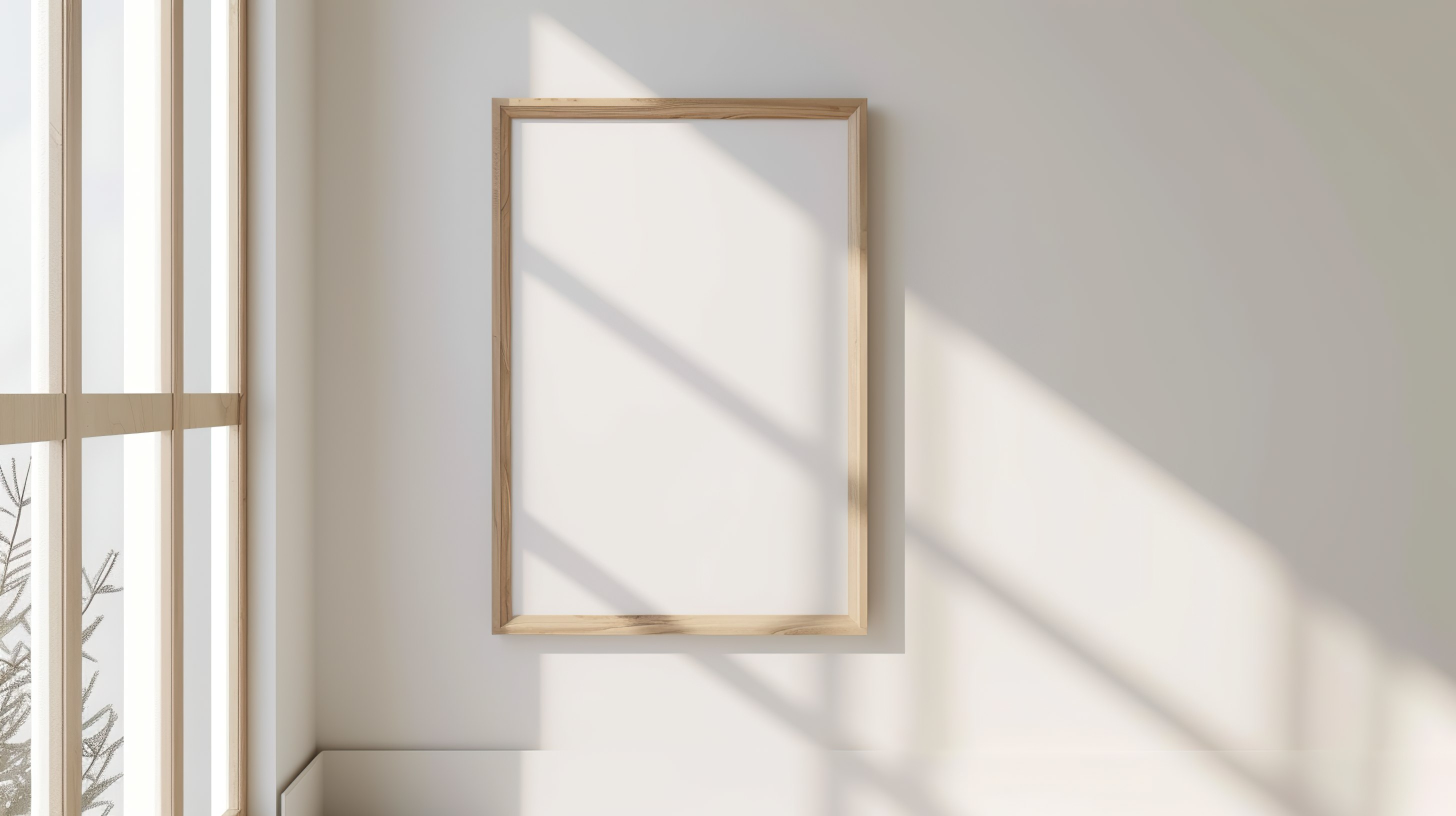 Blank frame for mockup, frame hanging on a wall