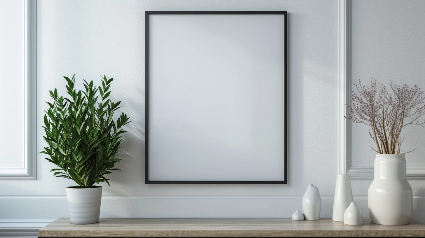 Blank frame for mockup, frame hanging on a wall