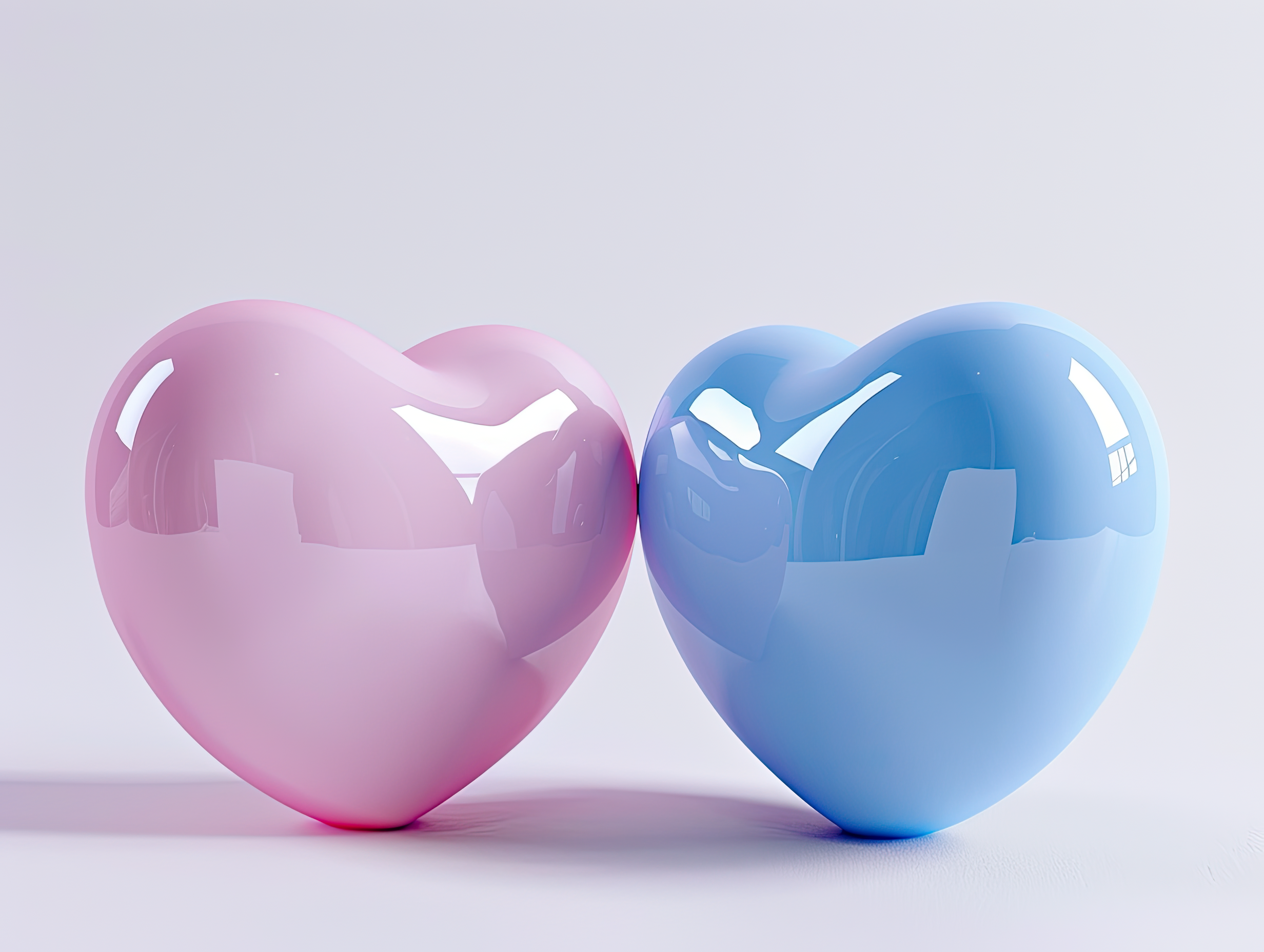 Blue and pink hearts, Love, wedding, marriage ceremony and Valentine's Day romantic celebration 3d concept