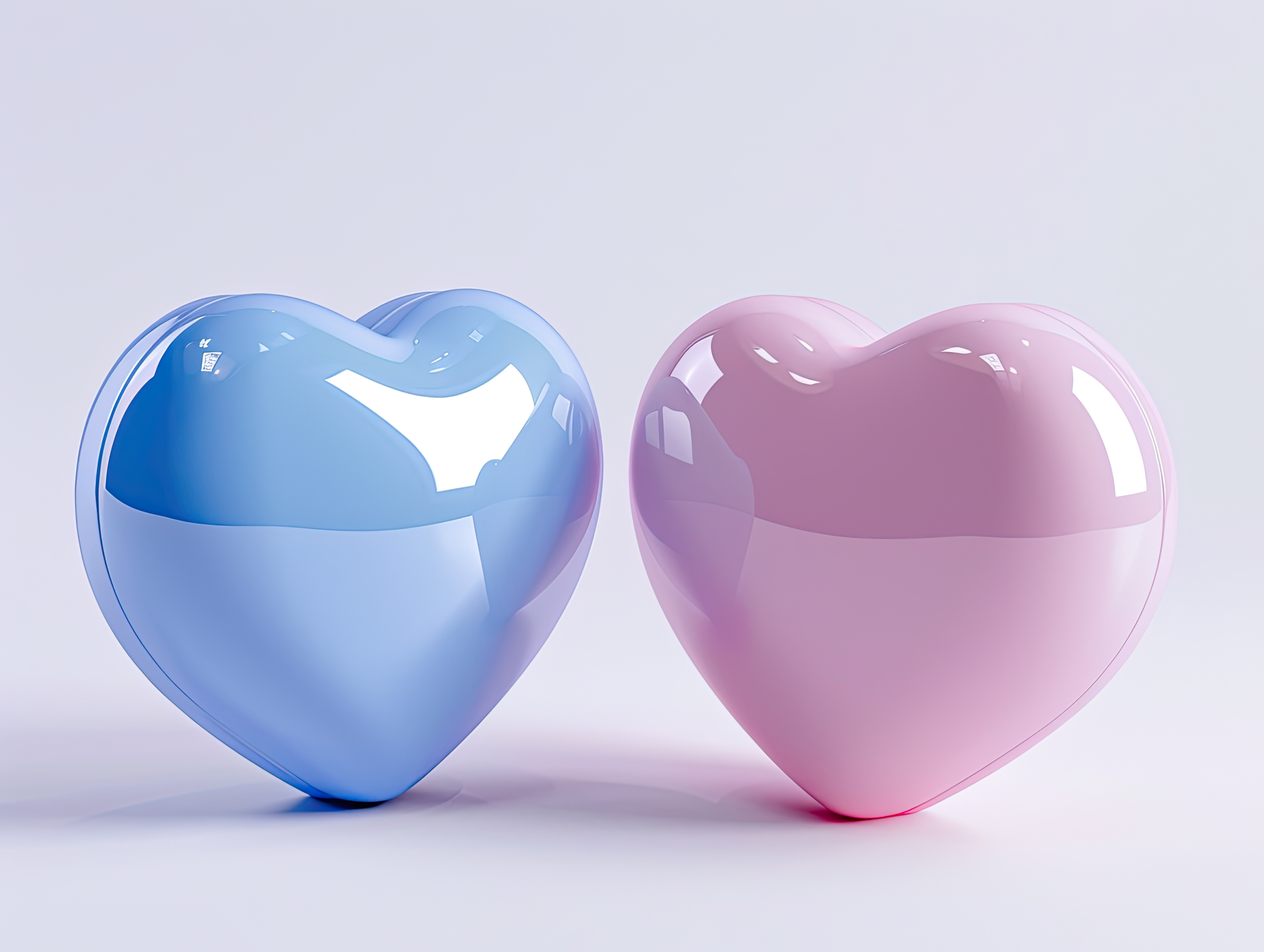 Blue and pink hearts, Love, wedding, marriage ceremony and Valentine's Day romantic celebration 3d concept