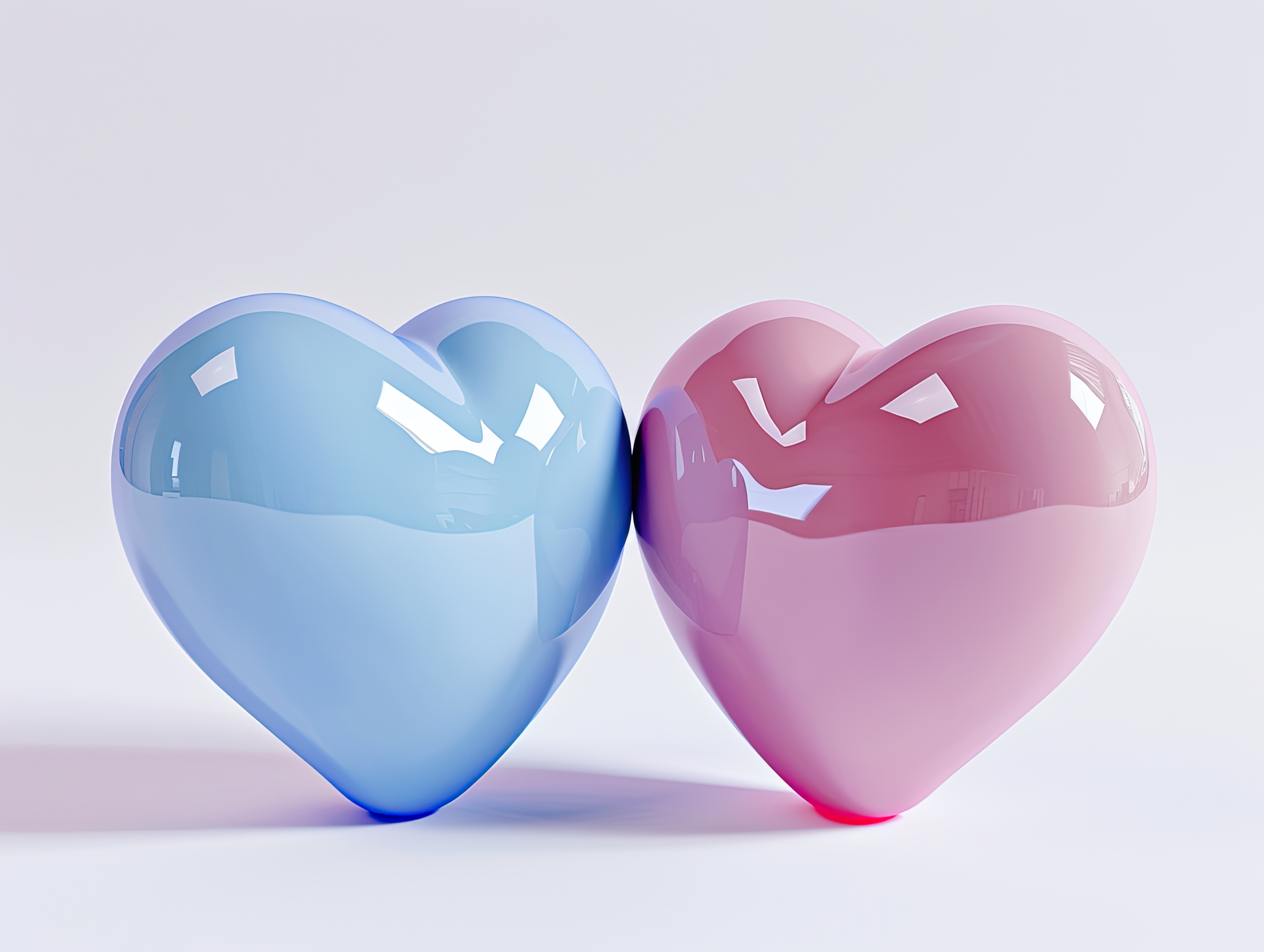 Blue and pink hearts, Love, wedding, marriage ceremony and Valentine's Day romantic celebration 3d concept