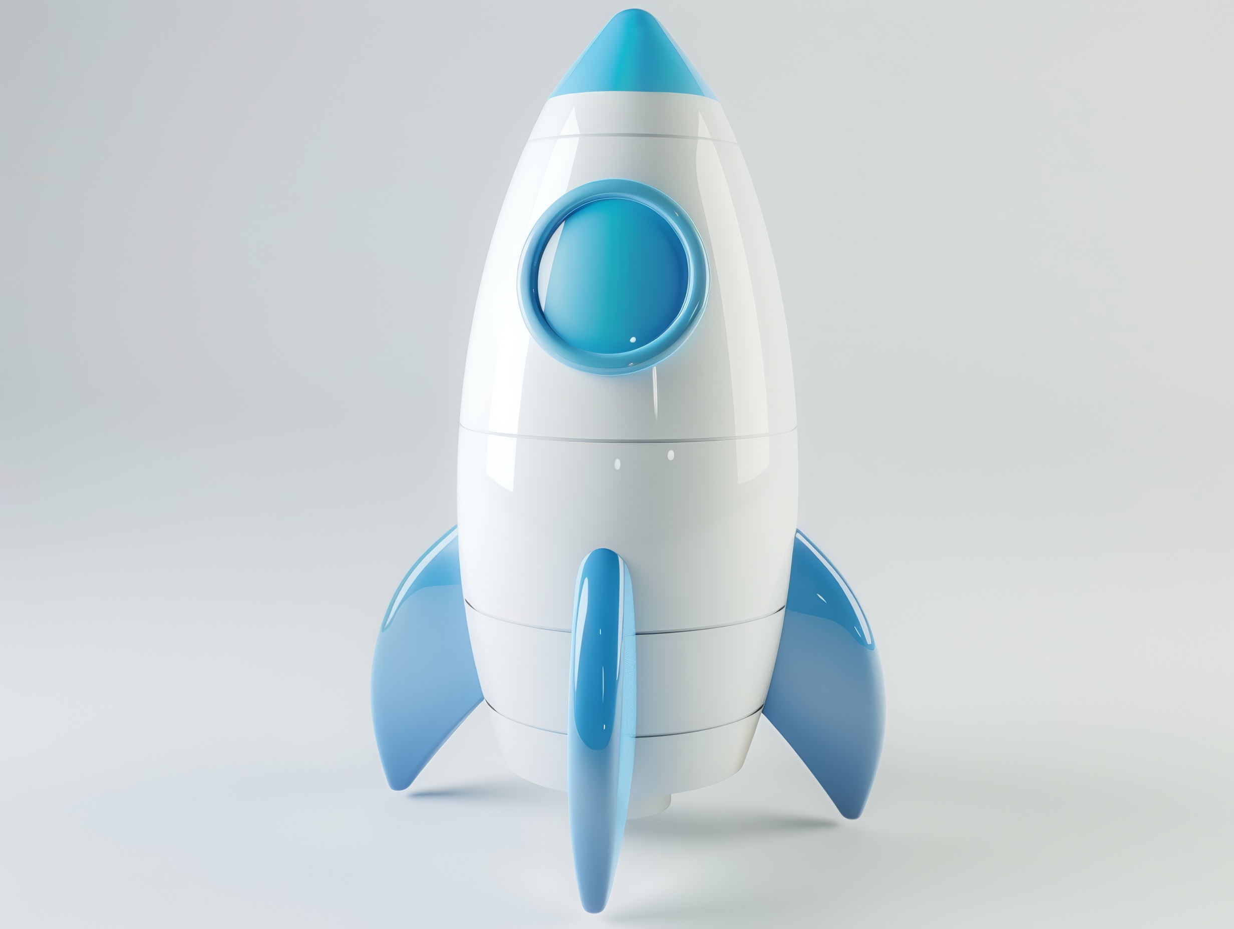 Blue toy rocket space ship, isolated on white