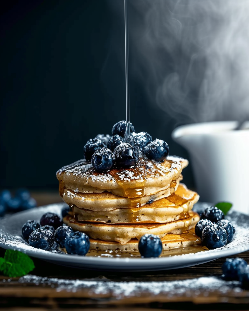 Blueberry pancakes with fresh blueberries