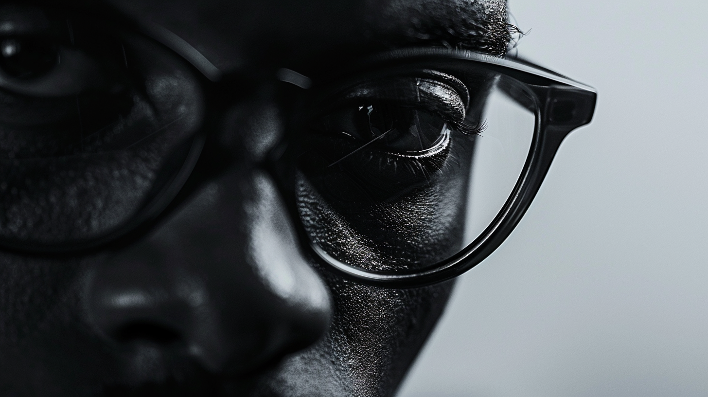 Close-up of man wearing glasses, Generative AI