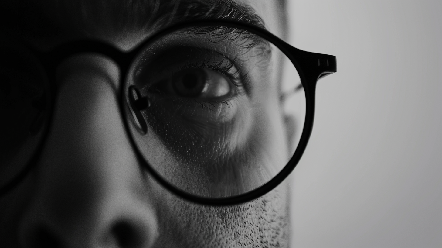 Close-up of man wearing glasses, Generative AI