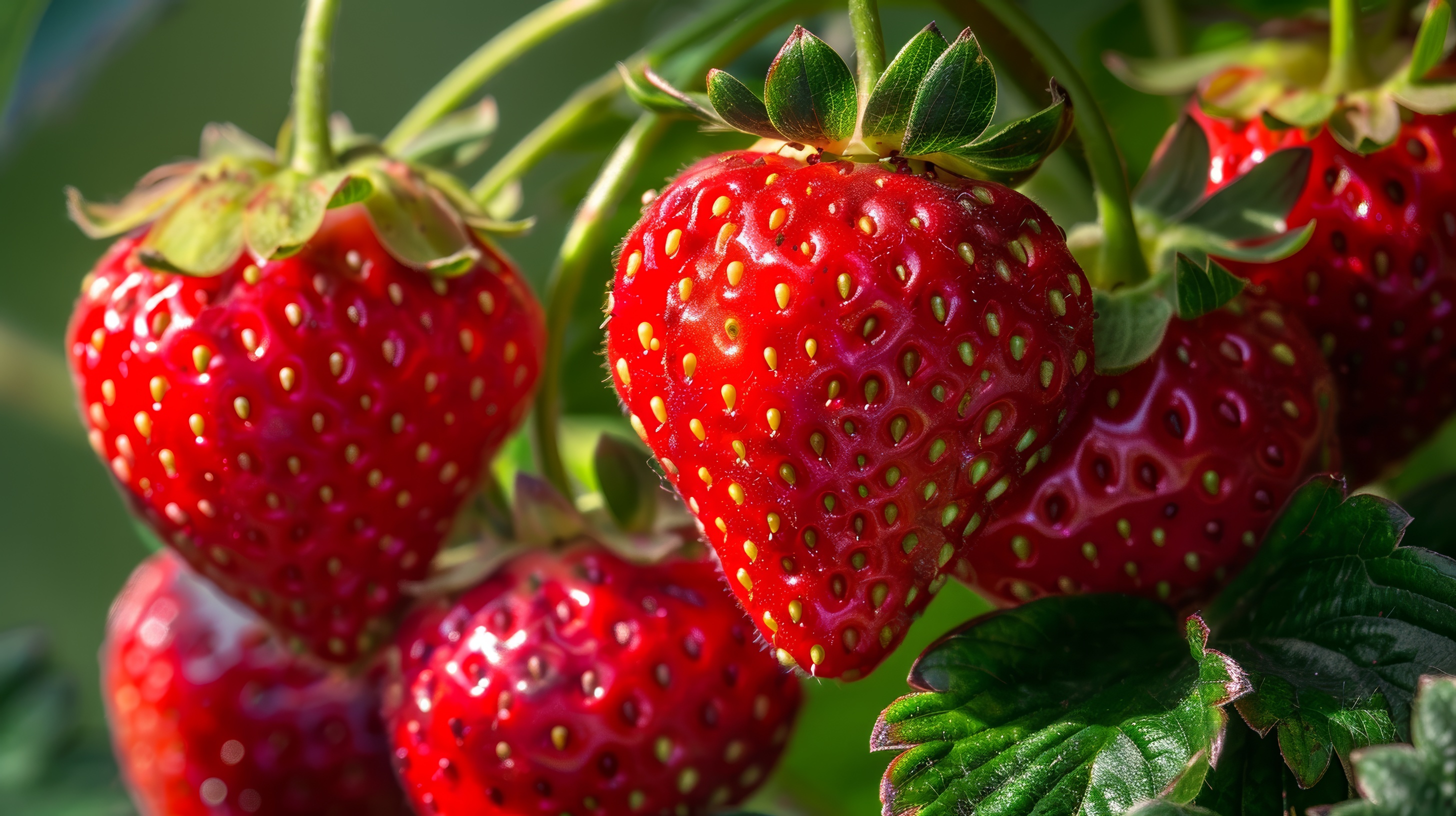 Close-up of ripe strawberry in the garden