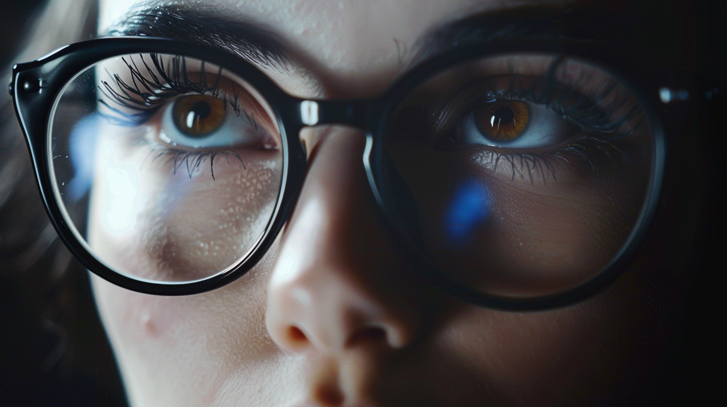 Close-up portrait of a girl in glasses, Generative AI