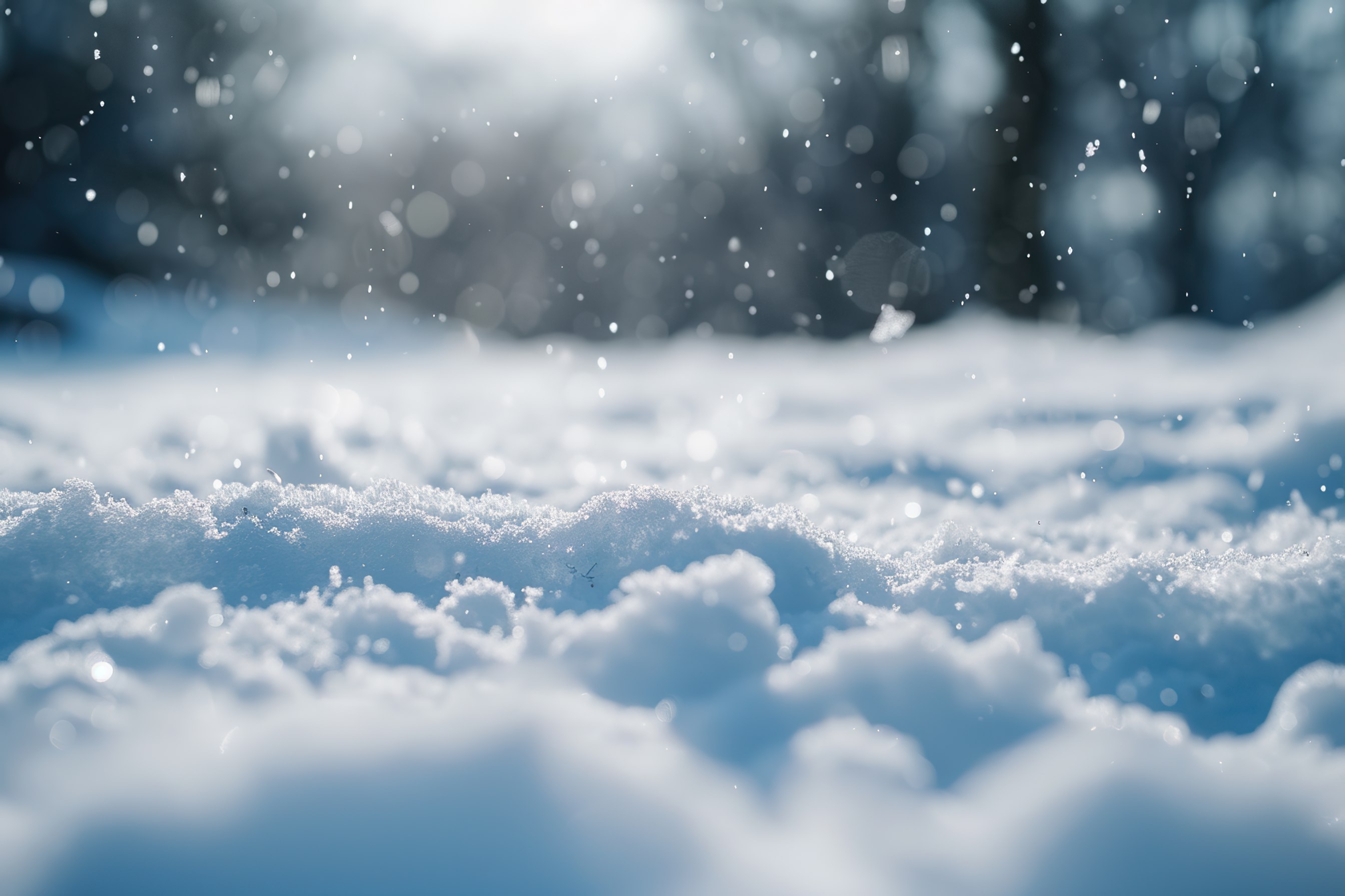 Close-up shot of Snowfall. Beautiful winter background