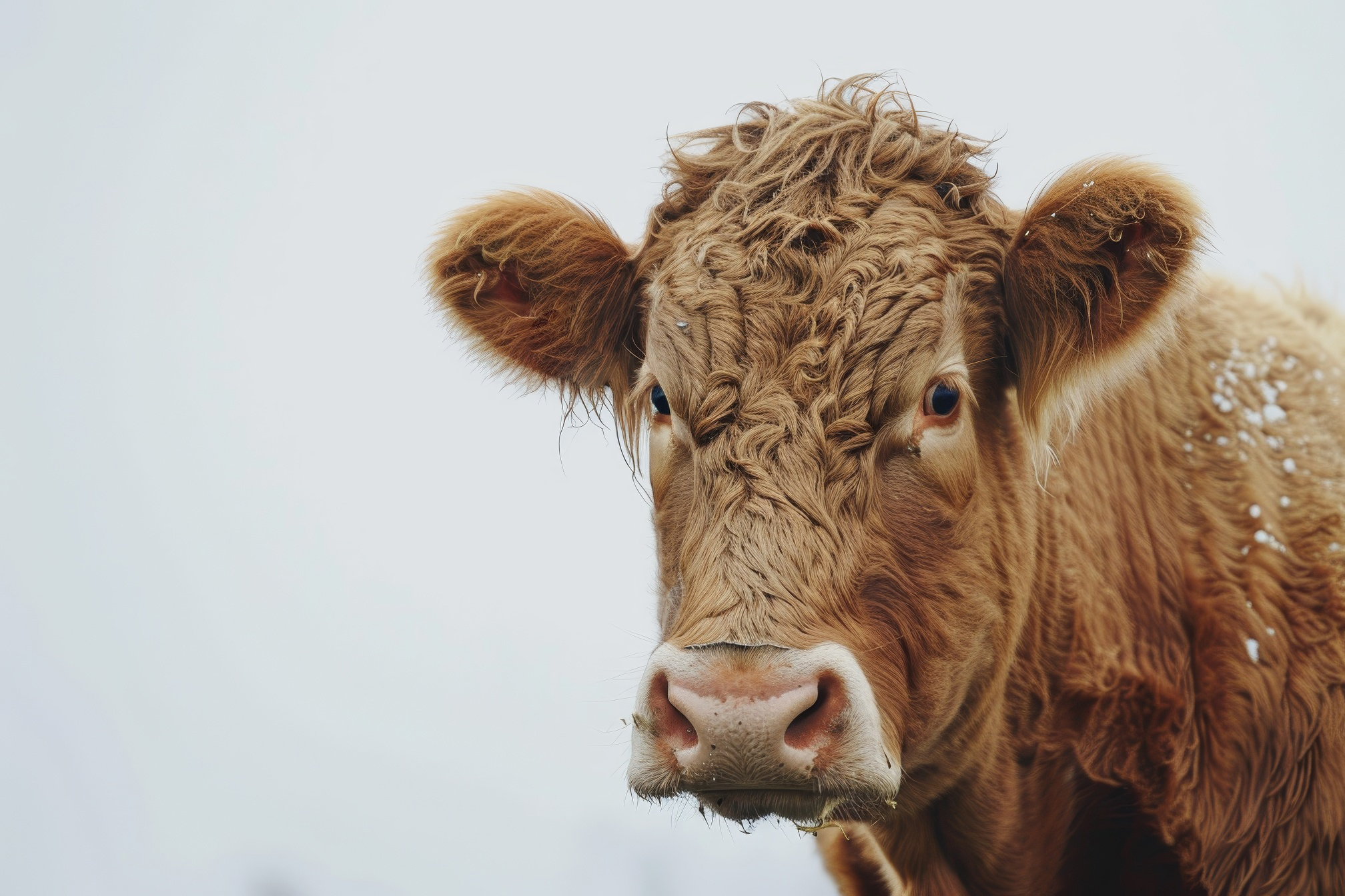 Close-up shot of a brown cow