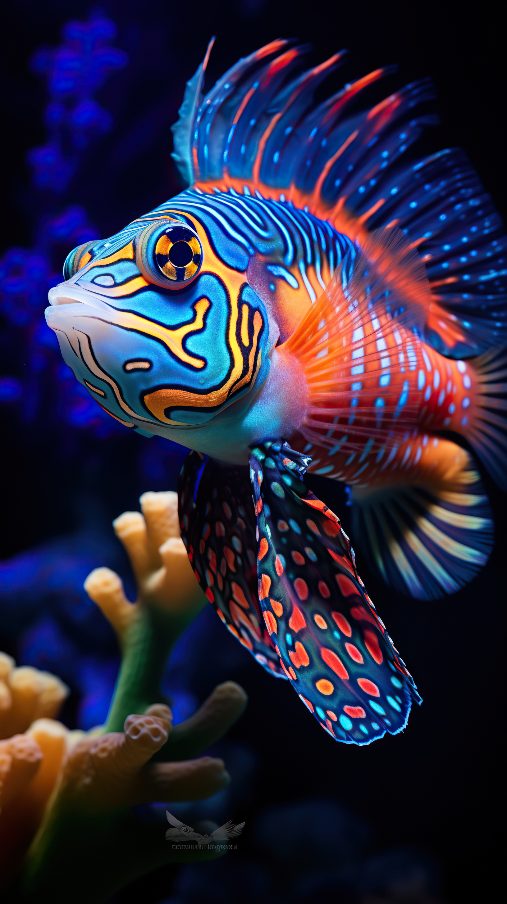 Close shot of a colorful fish
