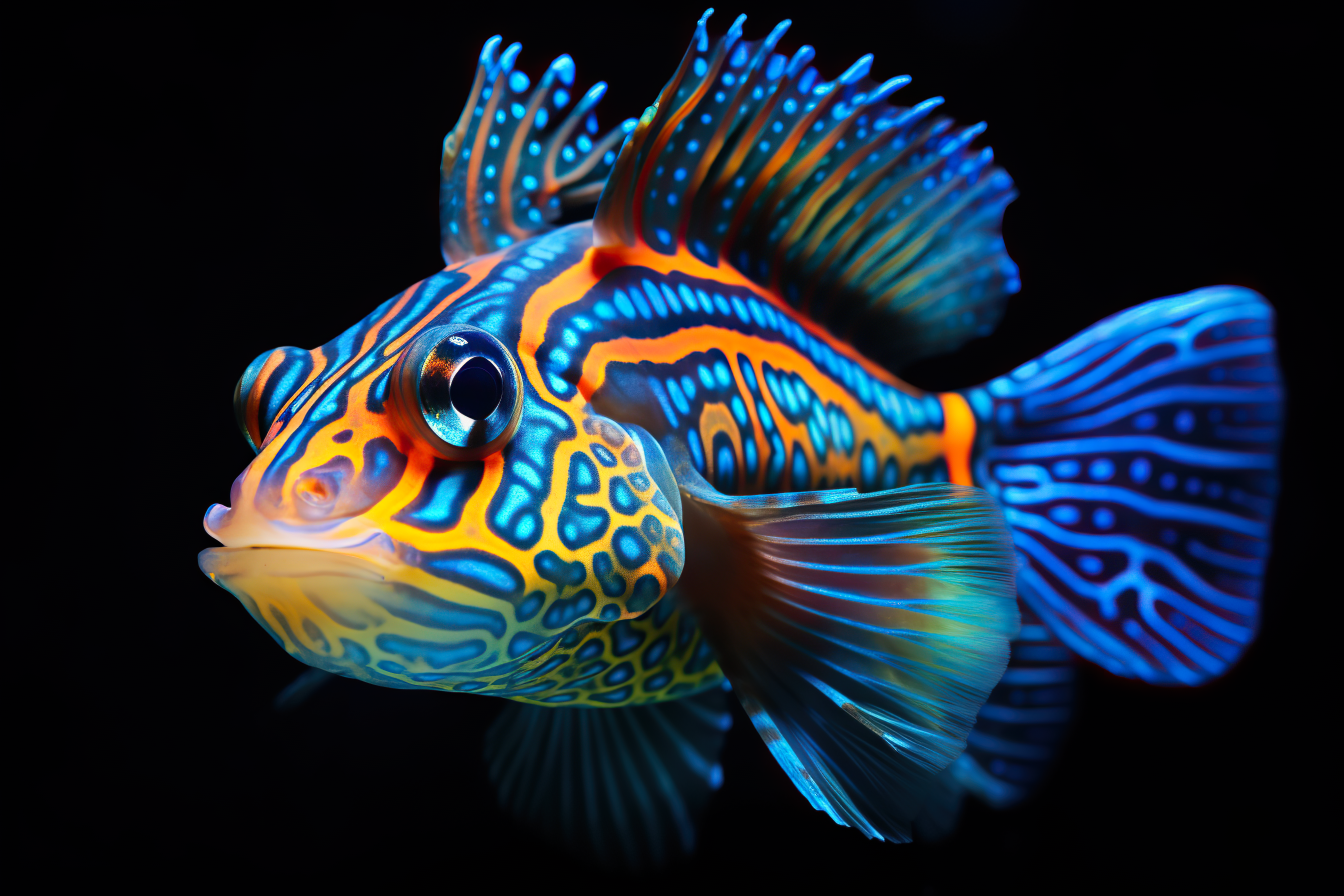 Close shot of a colorful fish