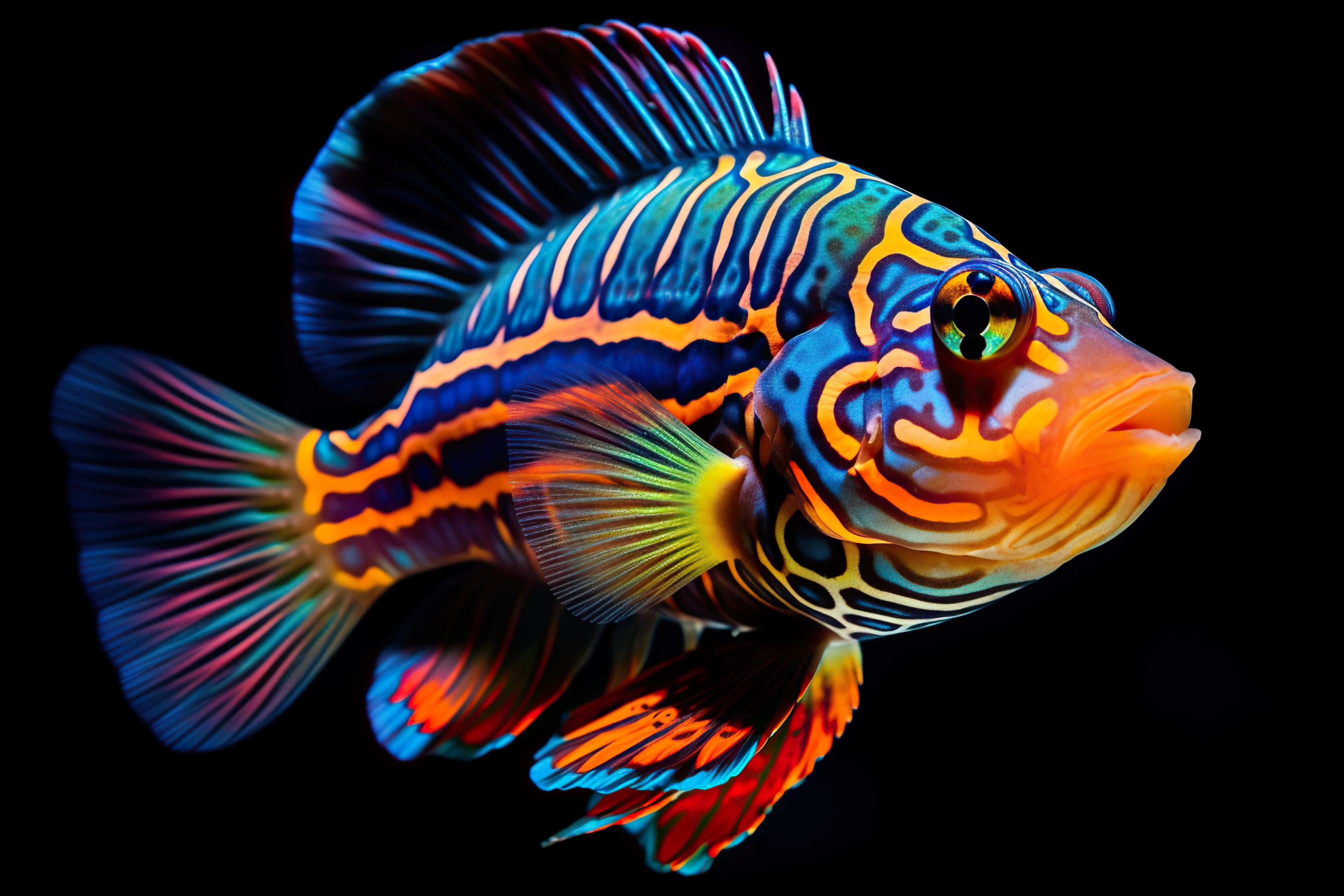 Close shot of a colorful fish