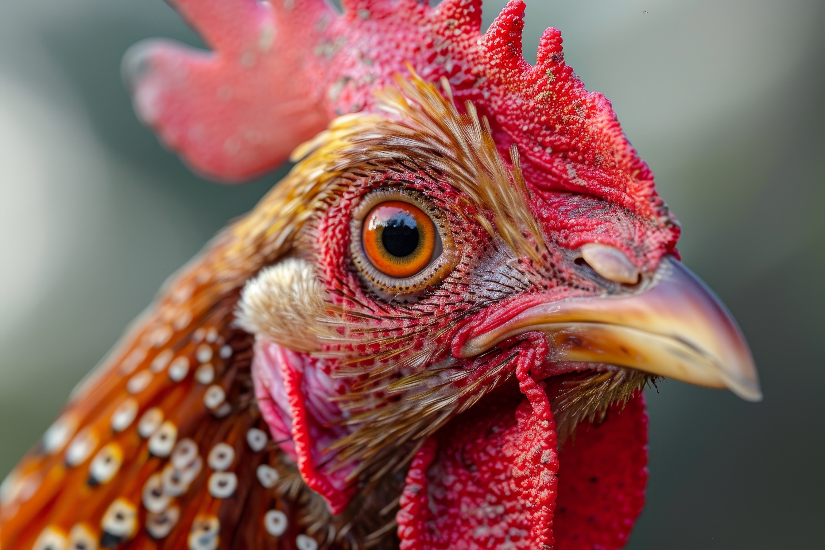 Close up view of a rooster head