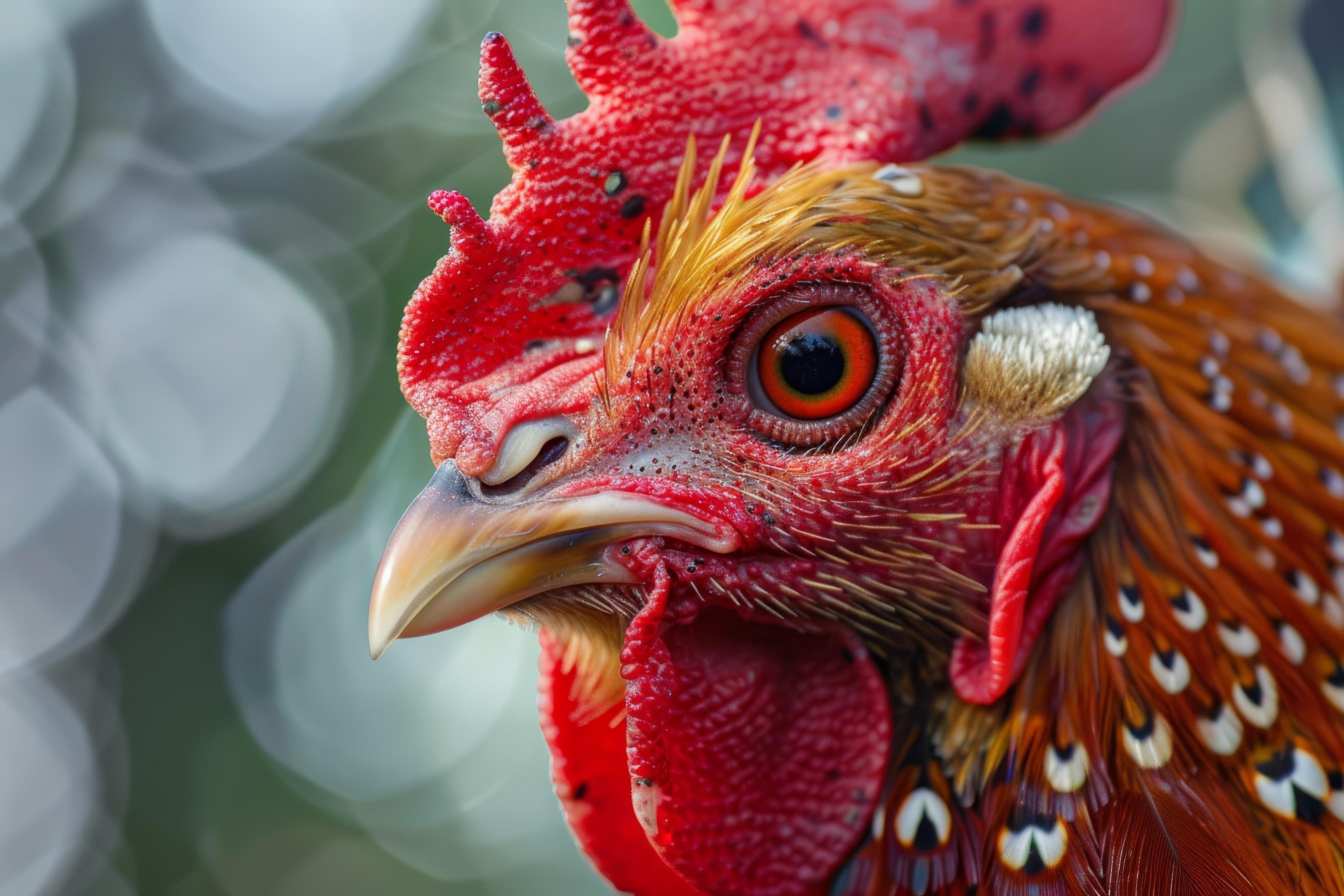 Close up view of a rooster head