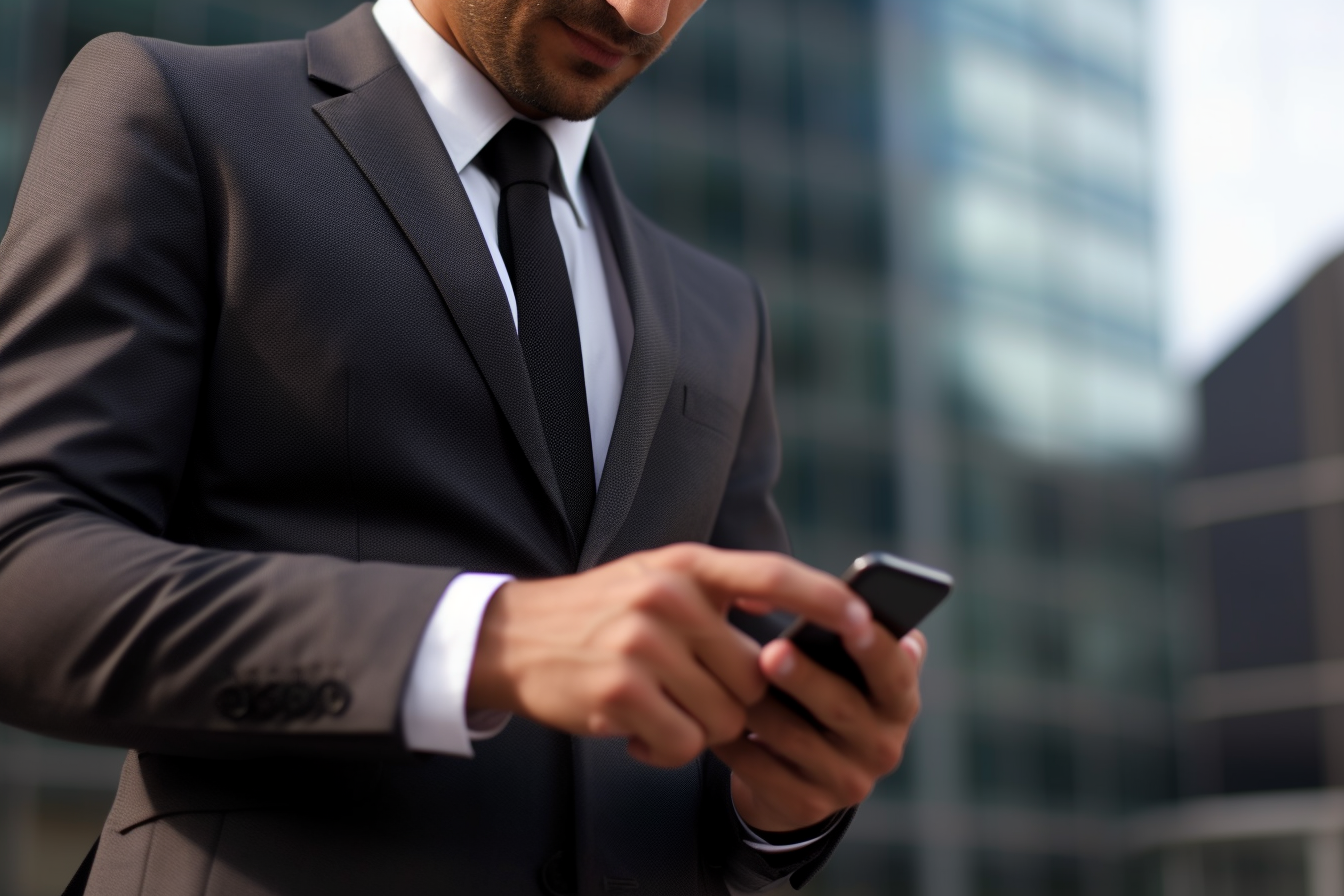 Closeup shot of businessman holding smartphone