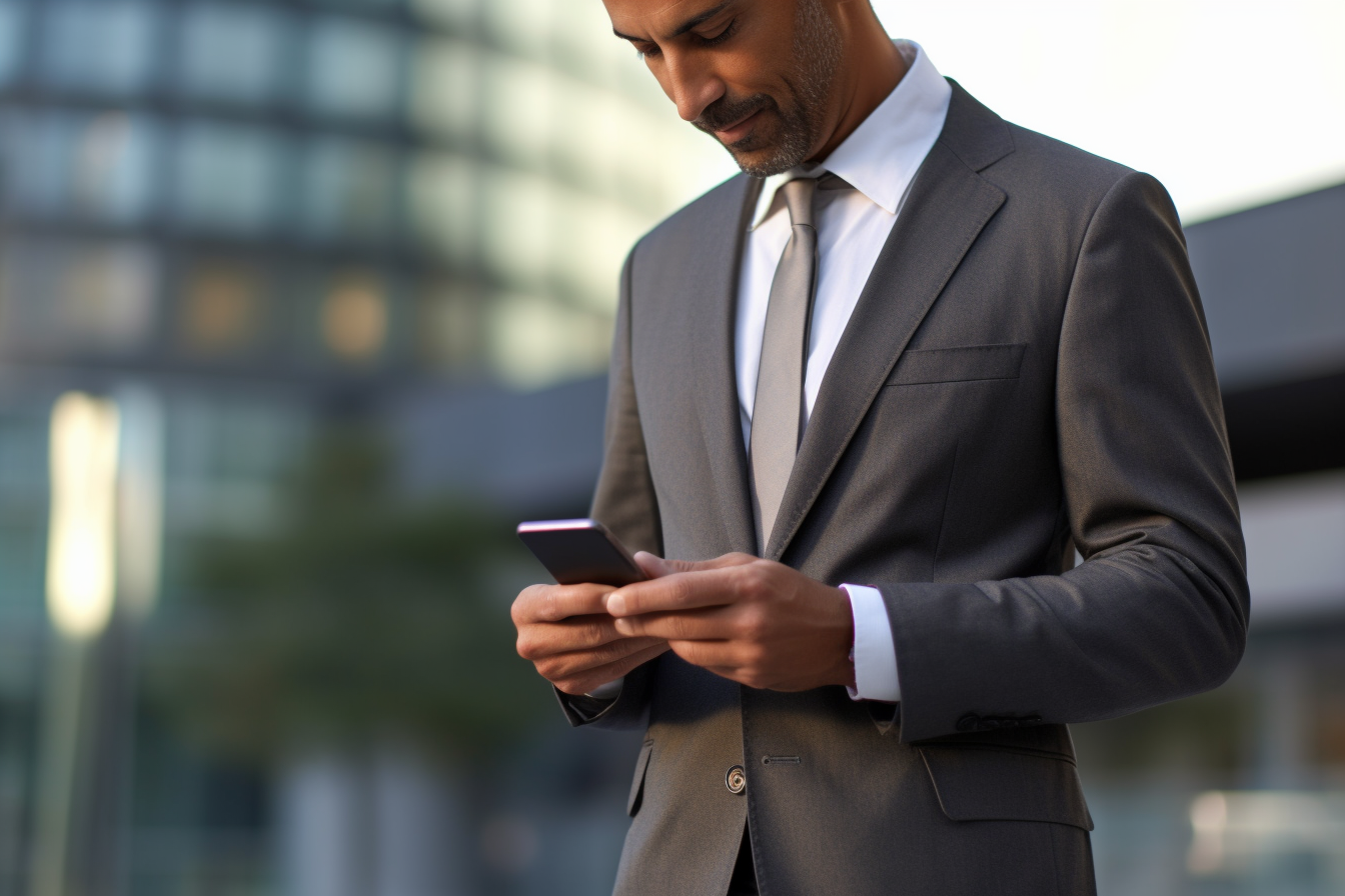 Closeup shot of businessman holding smartphone