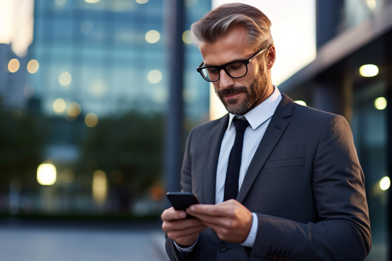 Closeup shot of businessman holding smartphone